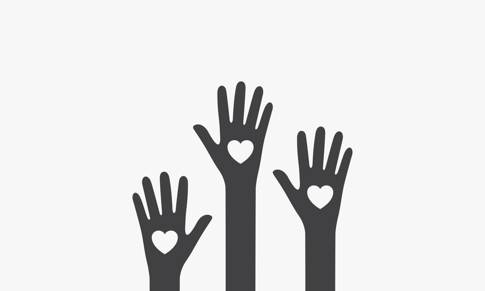 heart hand raised icon vector on white background.