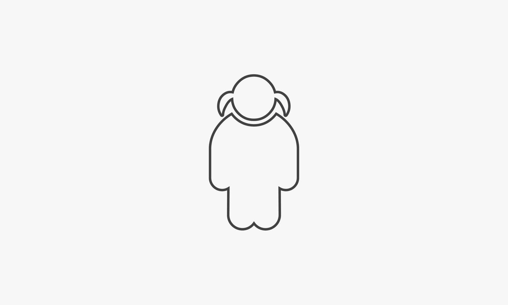 line icon little girl on white background. vector