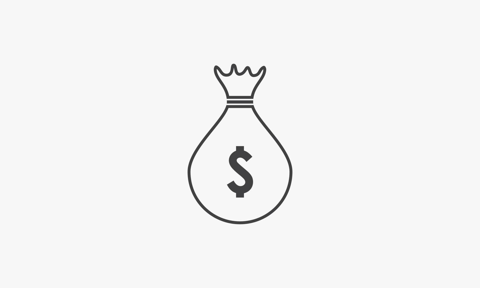 icono de línea saco de dinero aislado sobre fondo blanco. vector