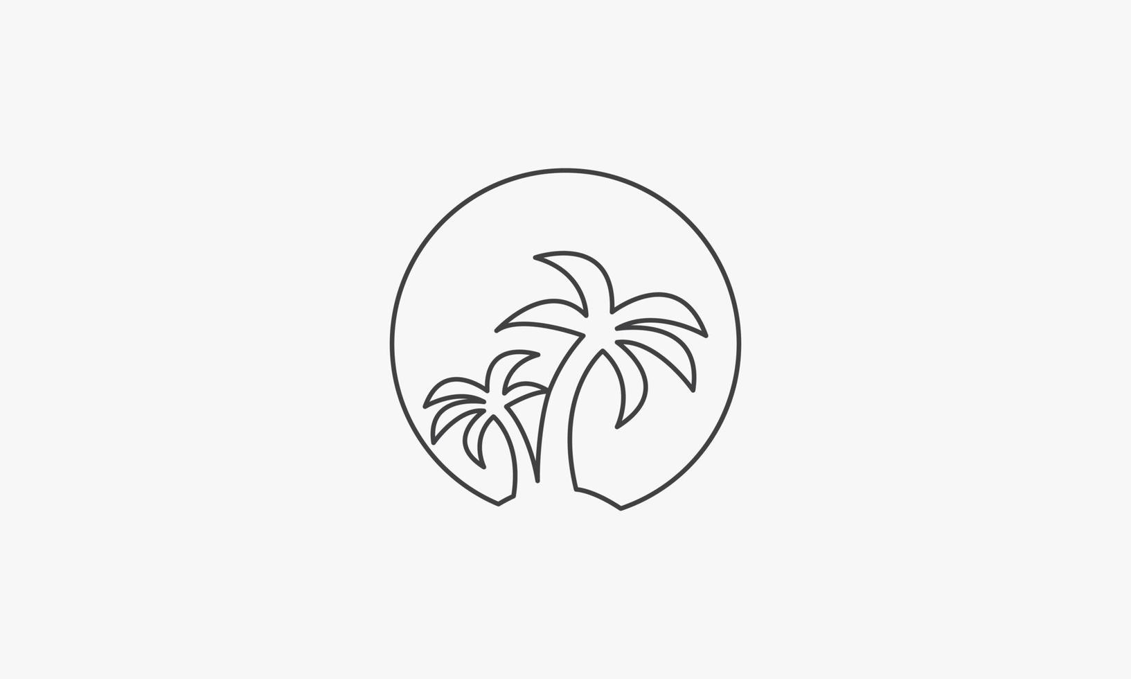 circle line icon palm tree or coconut tree isolated on white background. vector