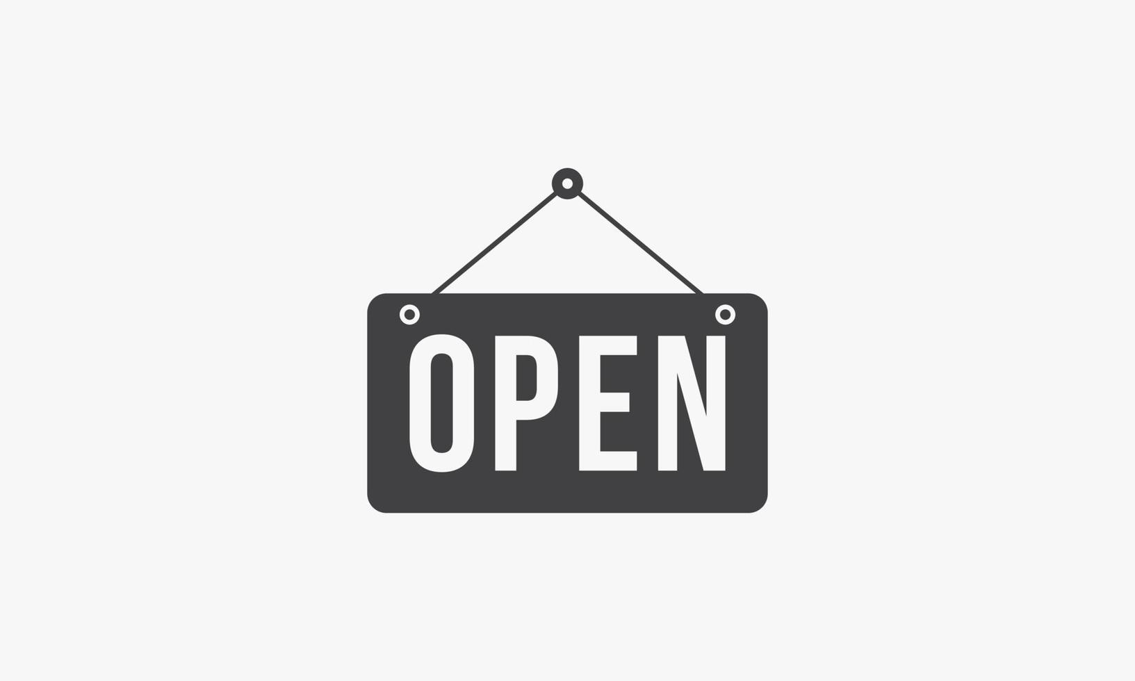 open signboard hanging. vector illustration. isolated on white background.