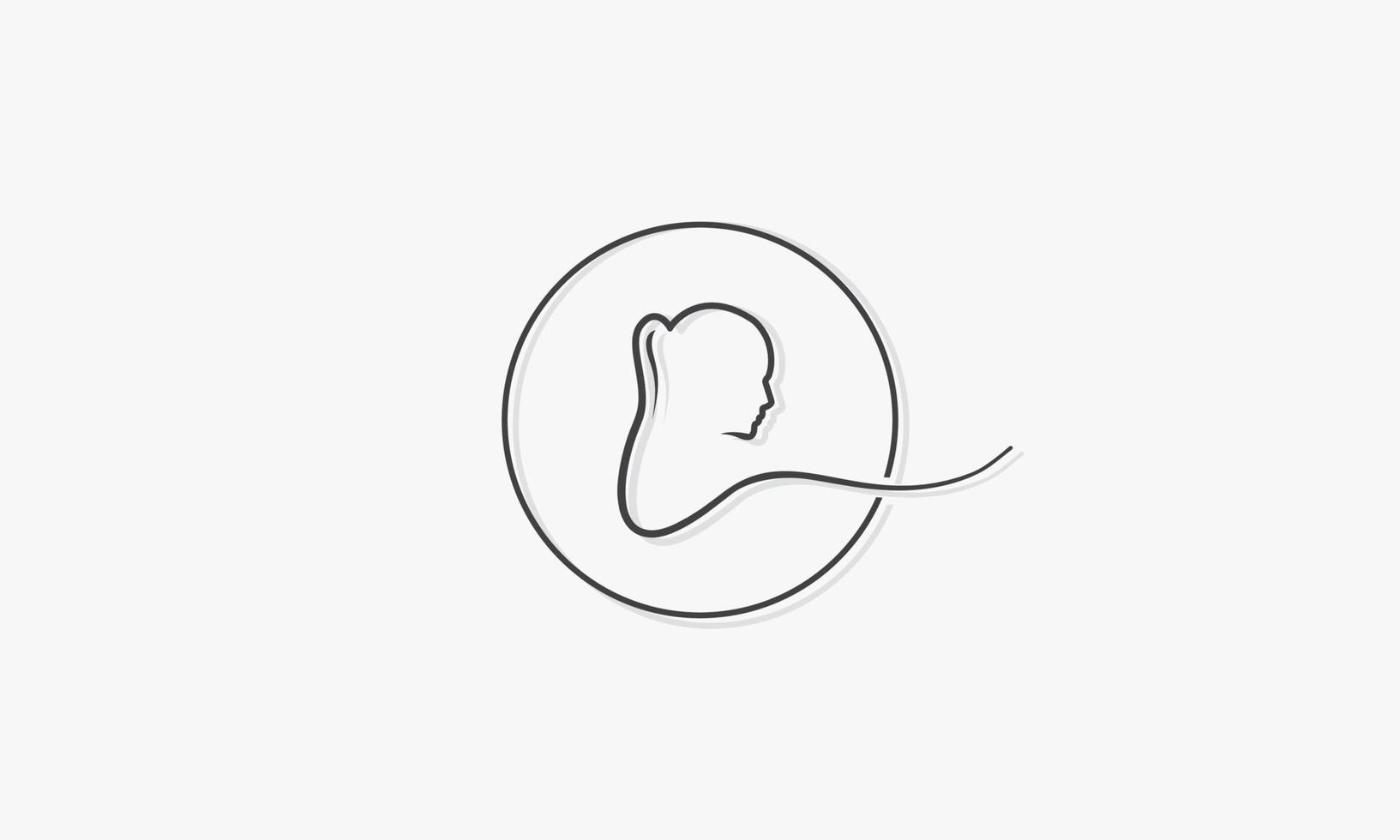 circle drawing line woman logo design vector. vector