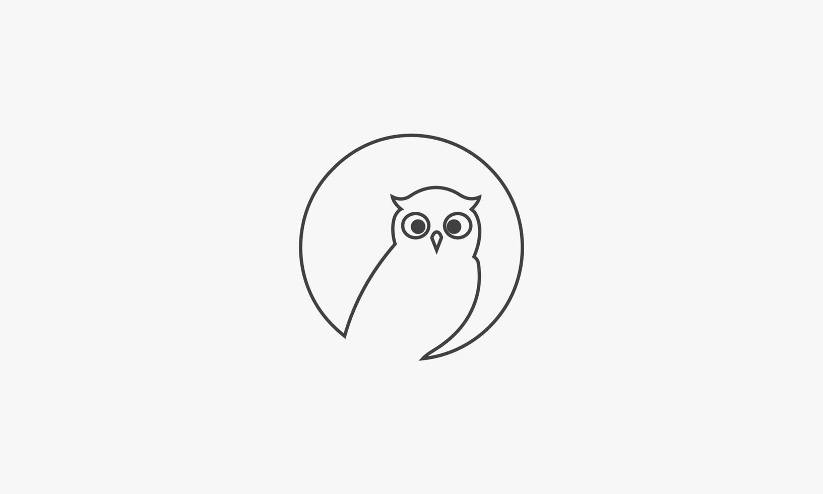 circle line bird owl isolated on white background. vector