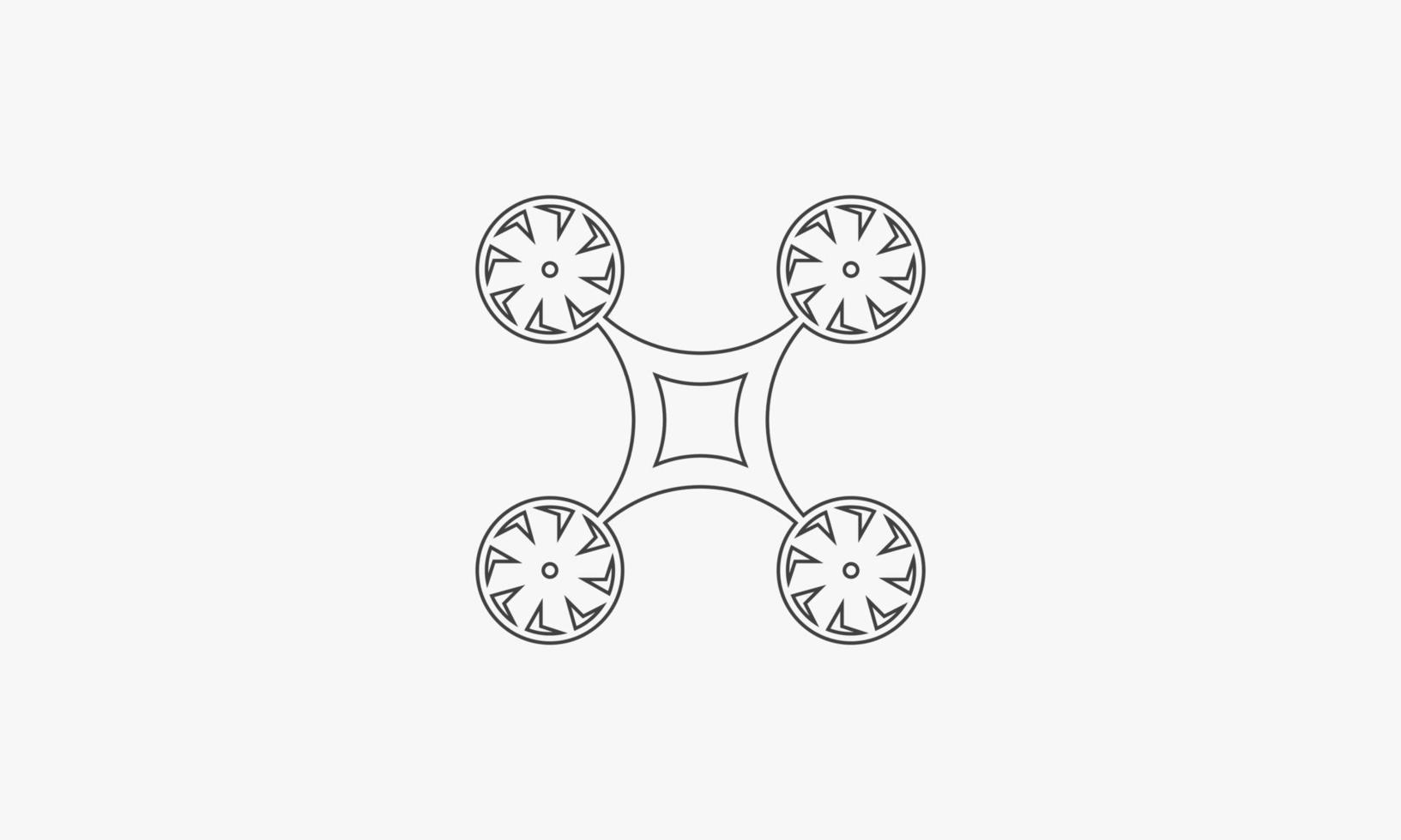 Drone de icono de línea aislado sobre fondo blanco. vector