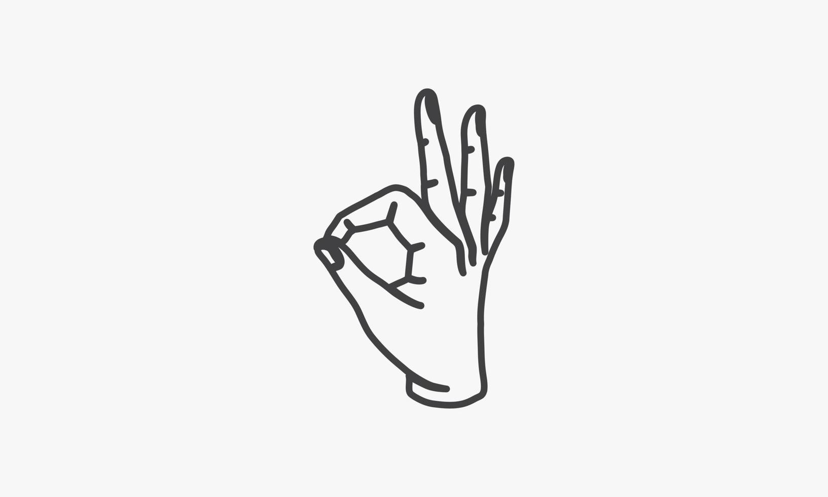 line icon gesture OK hand isolated on white background. vector