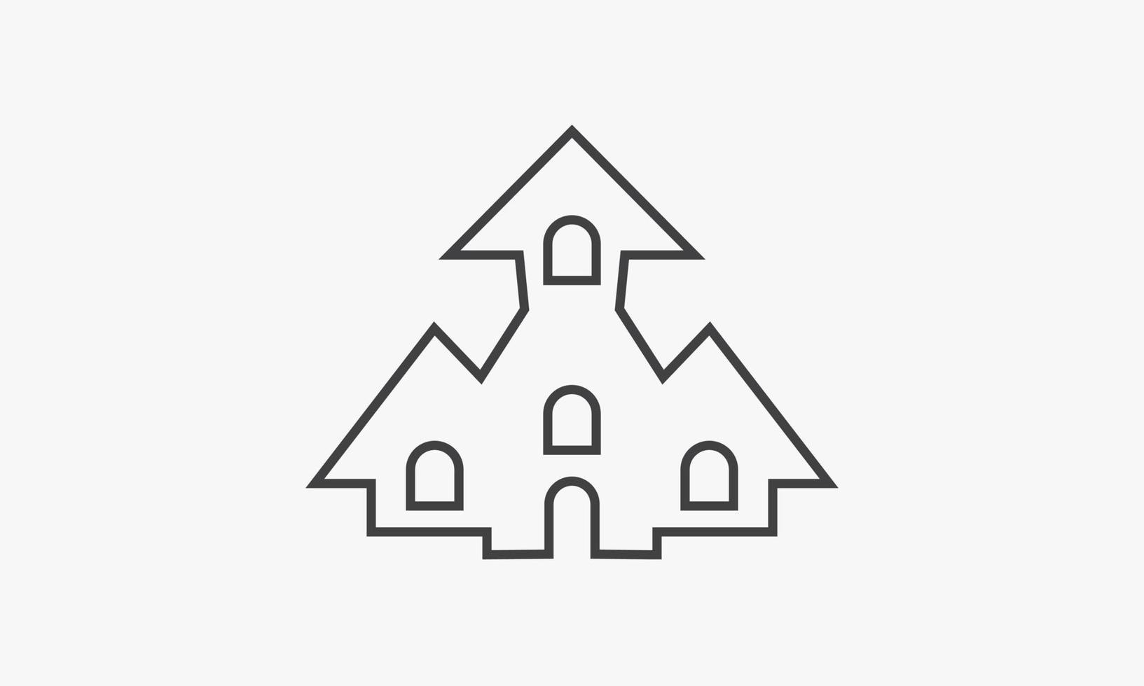 line icon castle isolated on white background. vector