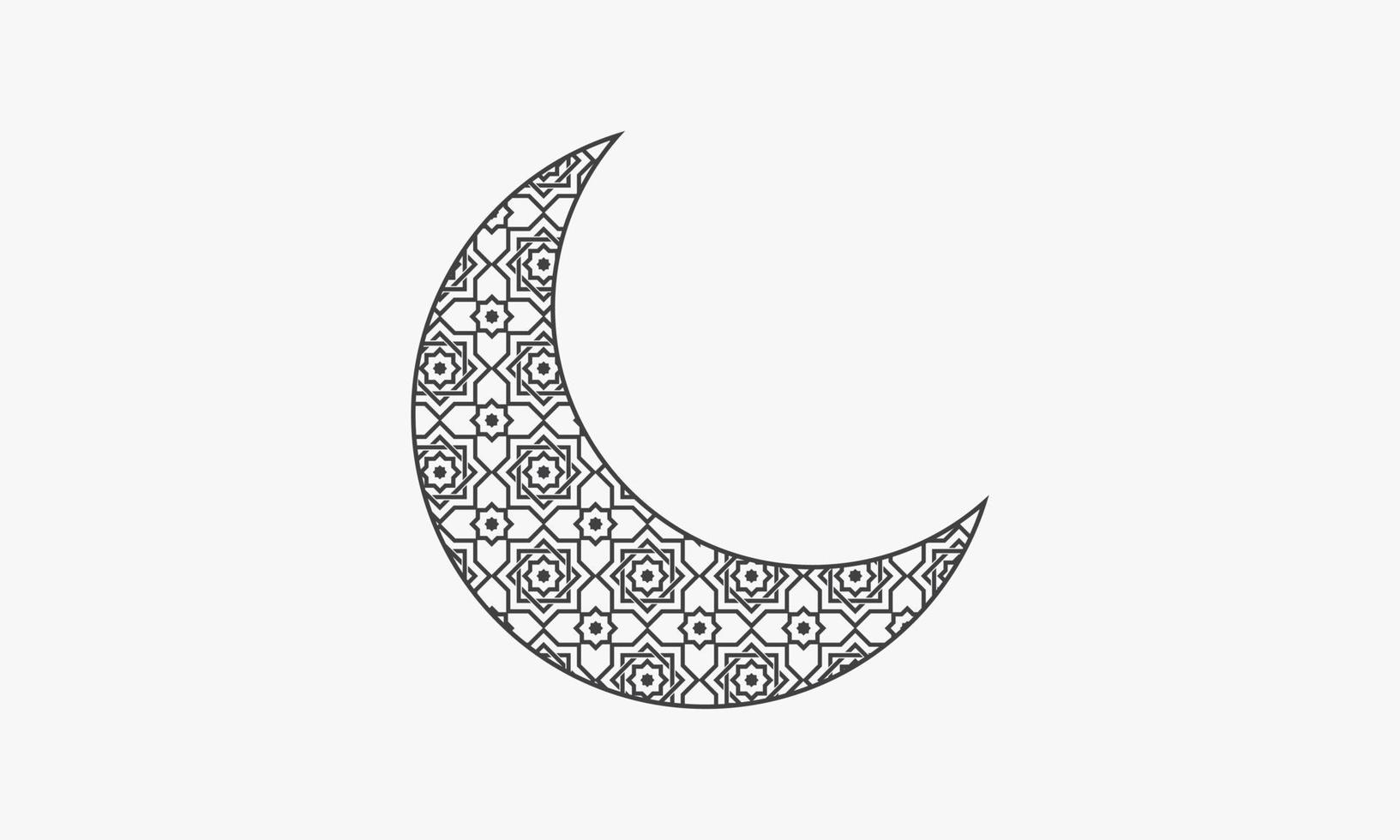 Ilustración de vector de luna creciente de forma de patrón de ornamento islámico. icono creativo aislado sobre fondo blanco.