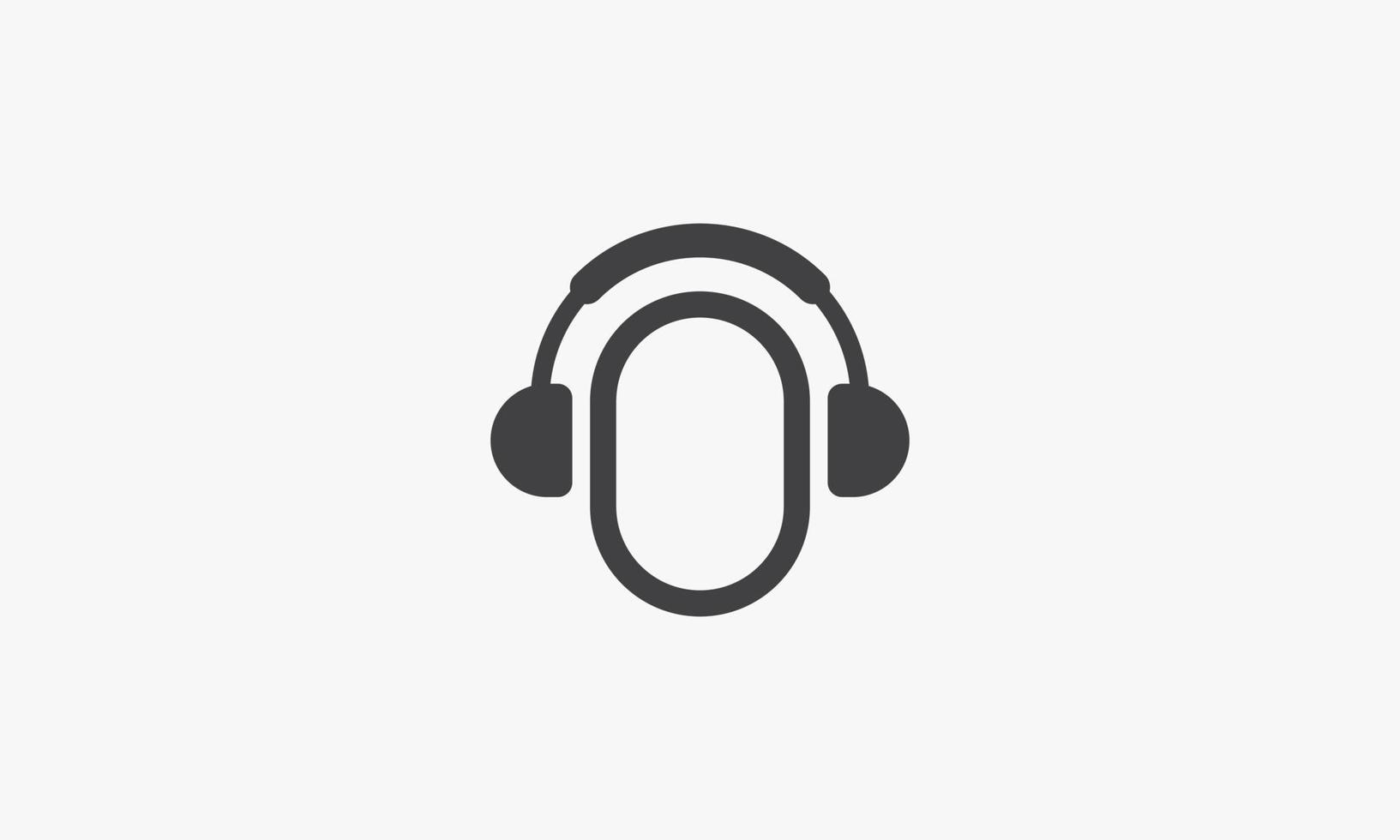 headphone with line circle icon. vector illustration. isolated on white background.