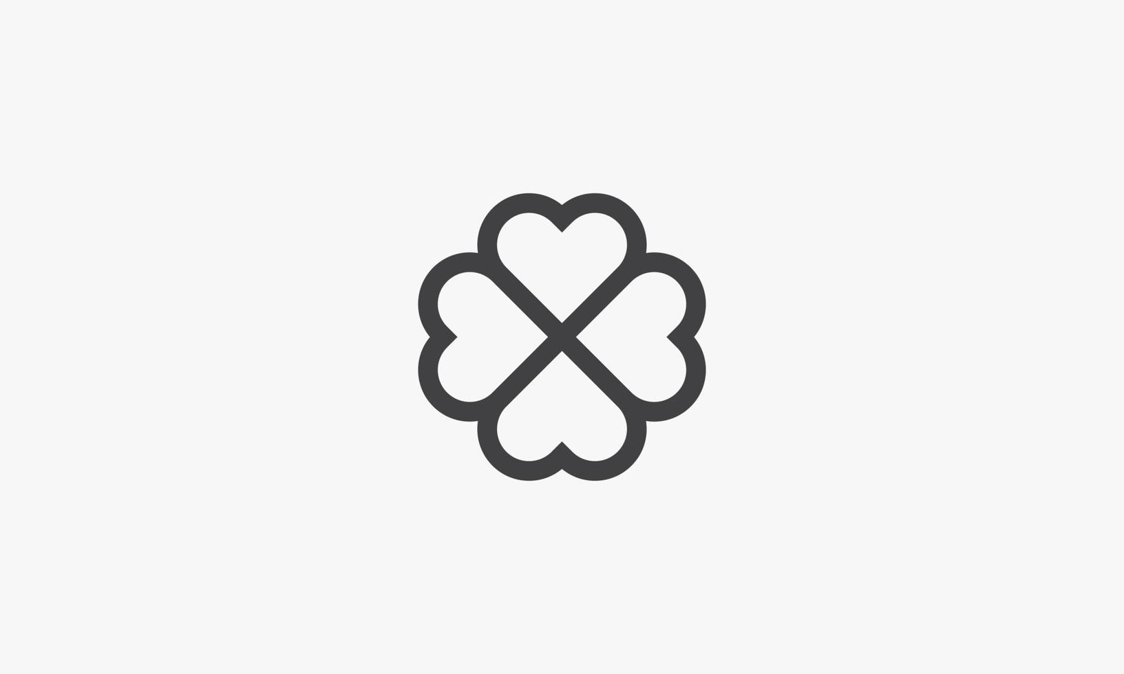 line icon heart clover leaf vector illustration on white background.