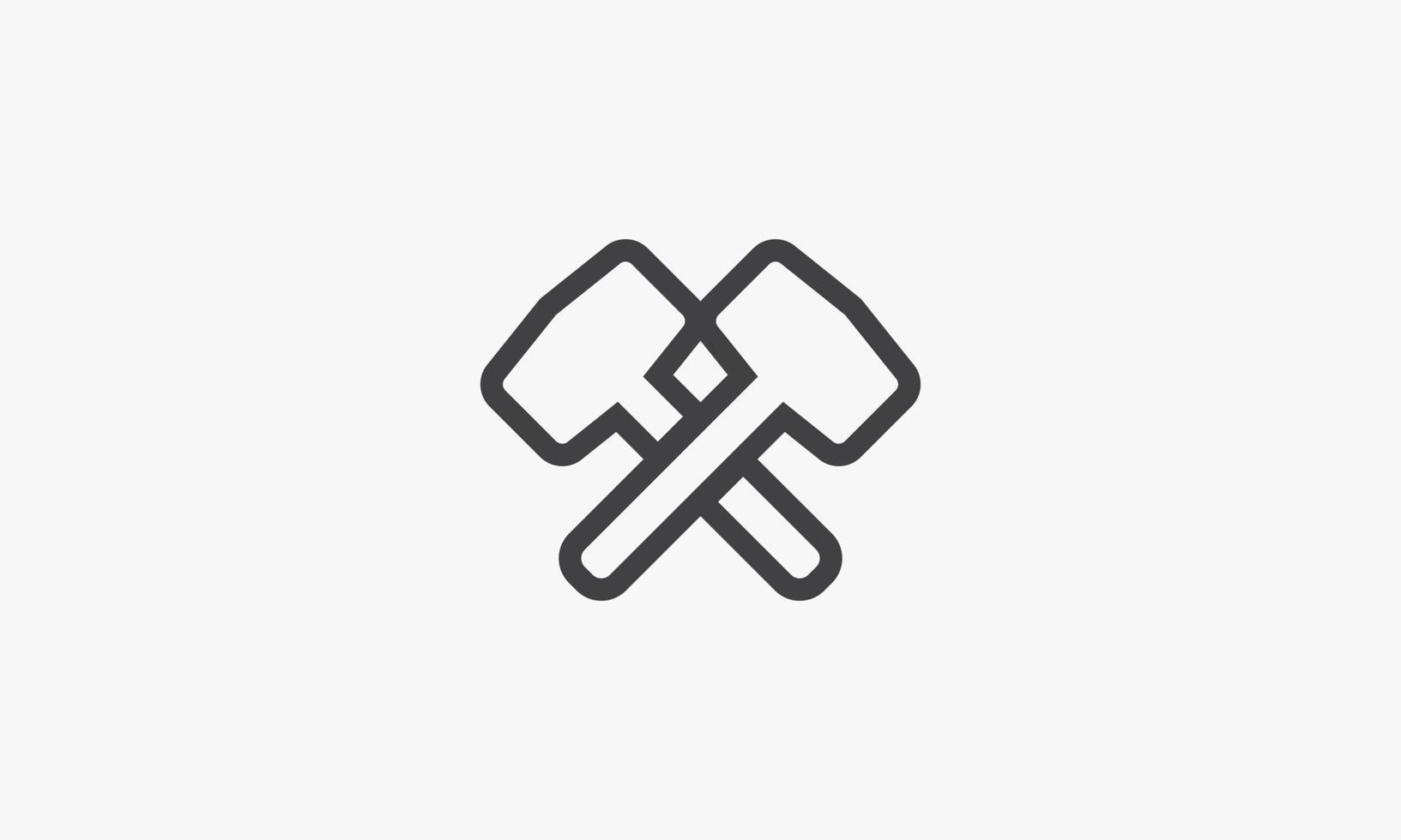 line icon cross hammer isolated on white background. vector