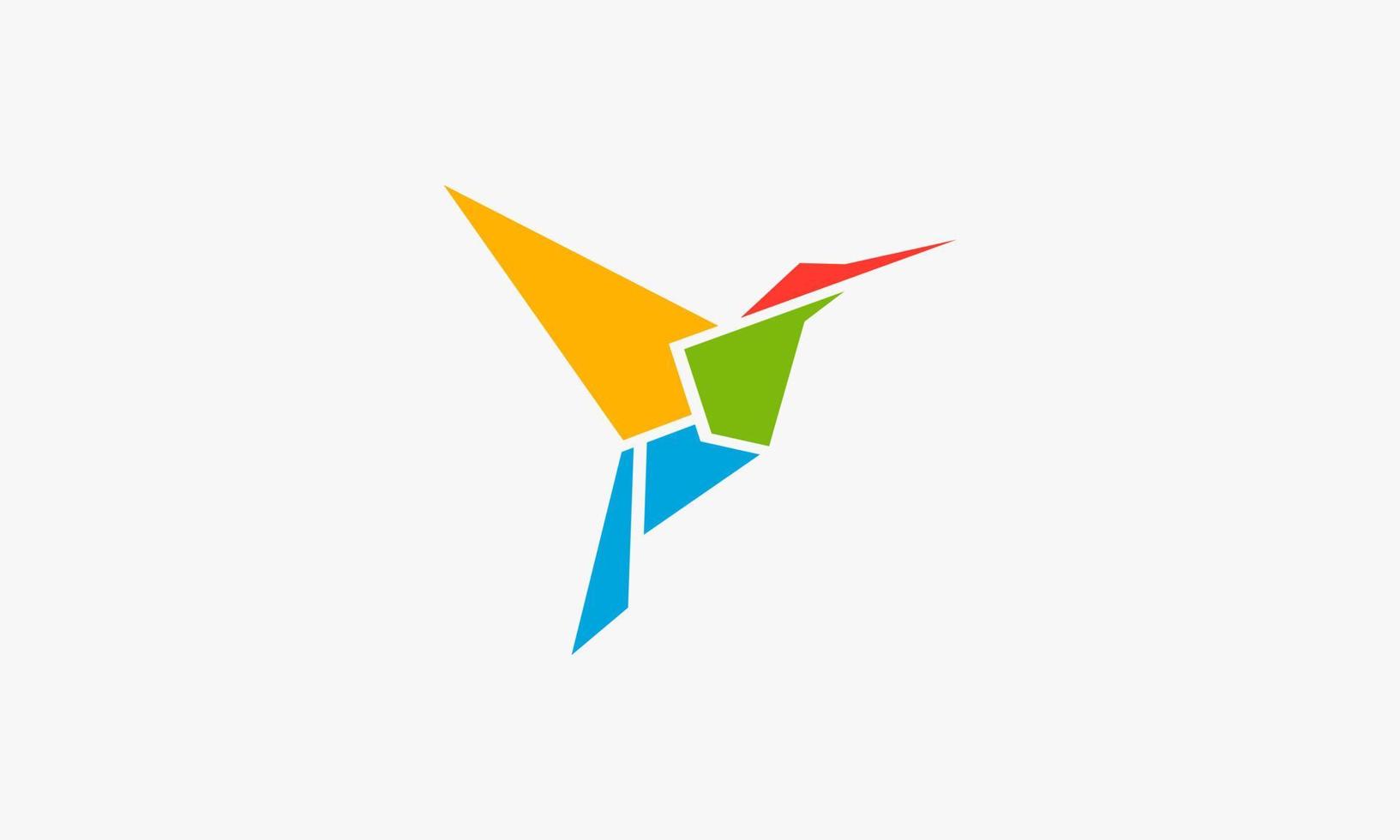 Hermoso colorido concepto de diseño de logotipo de origami de colibrí. vector