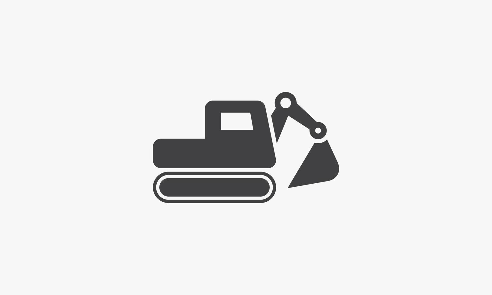 excavator digger icon design flat vector illustration. isolated on white background.