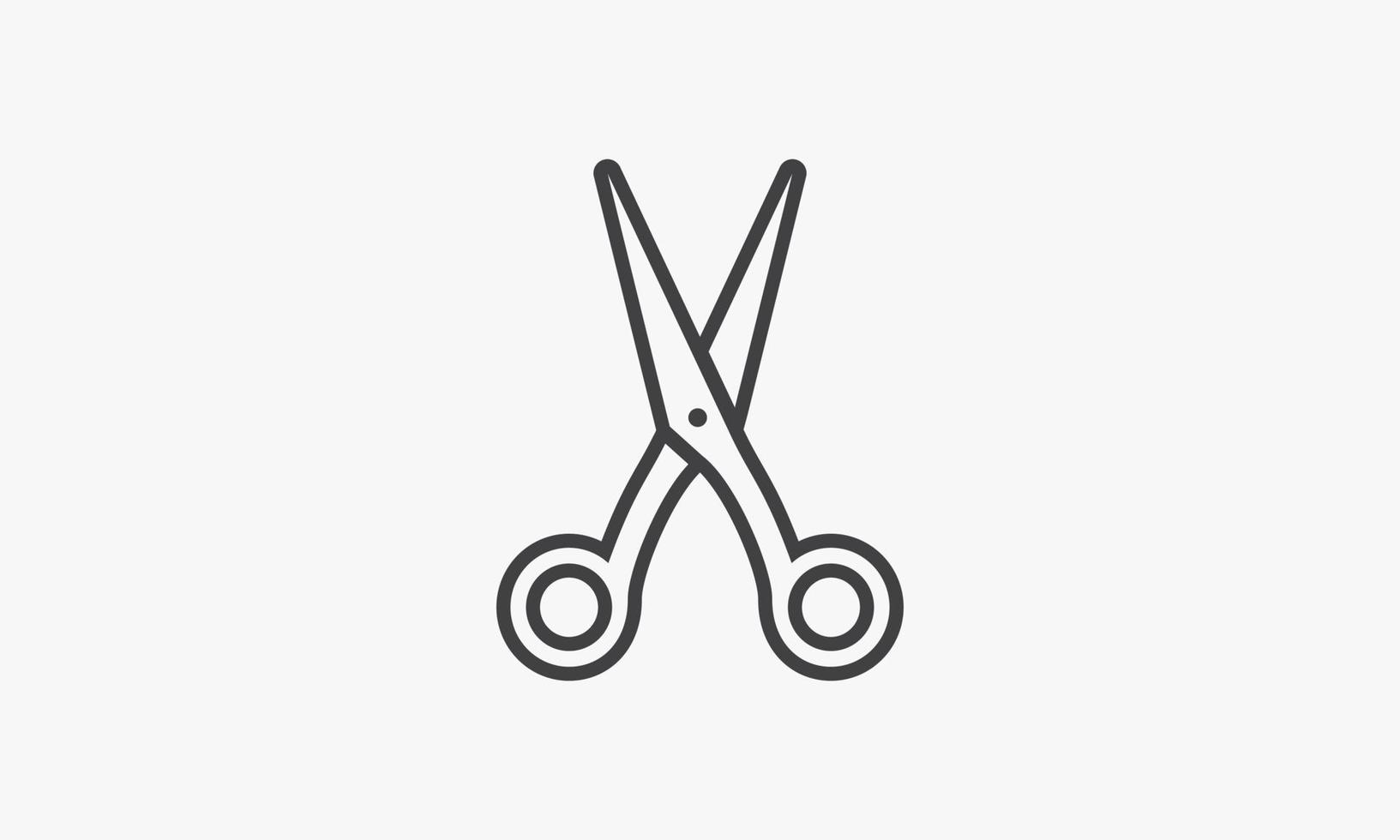 icono de línea barbería cortar tijeras ilustración aislada sobre fondo blanco. vector