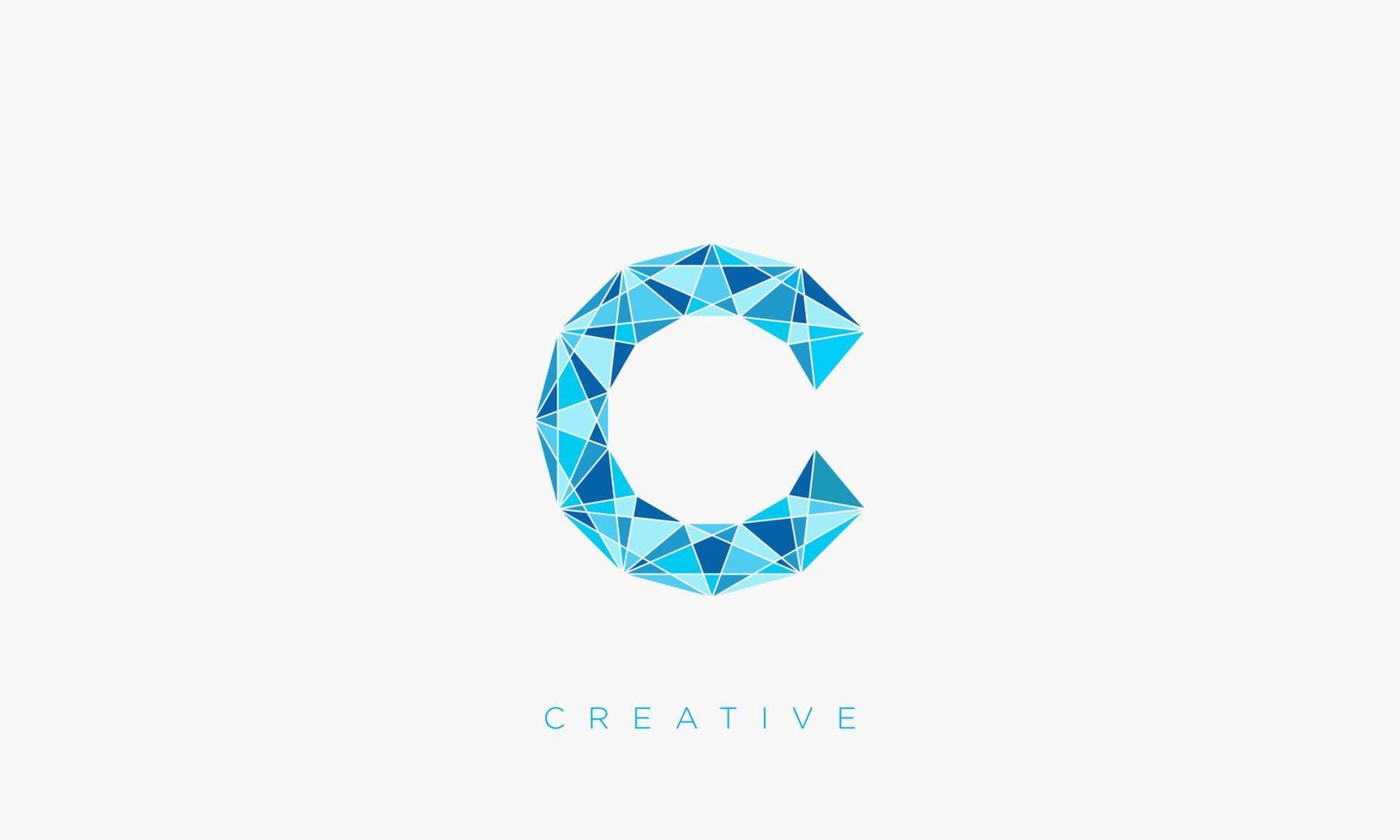 blue crystal C logo graphic design vector. vector