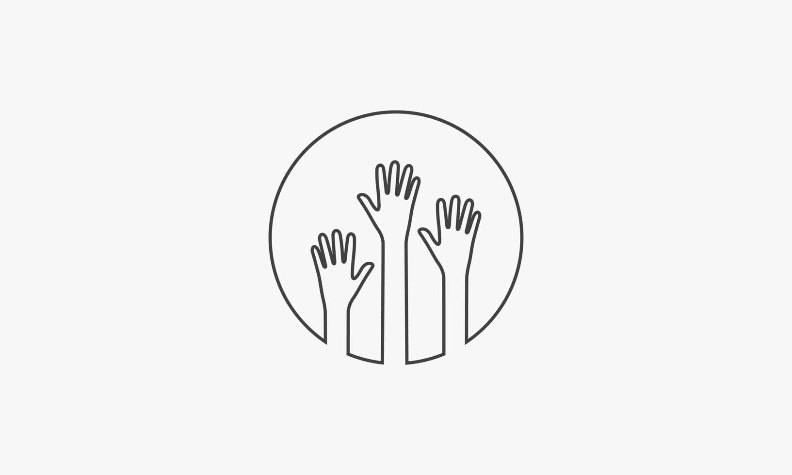 circle line icon hand raise isolated on white background. vector