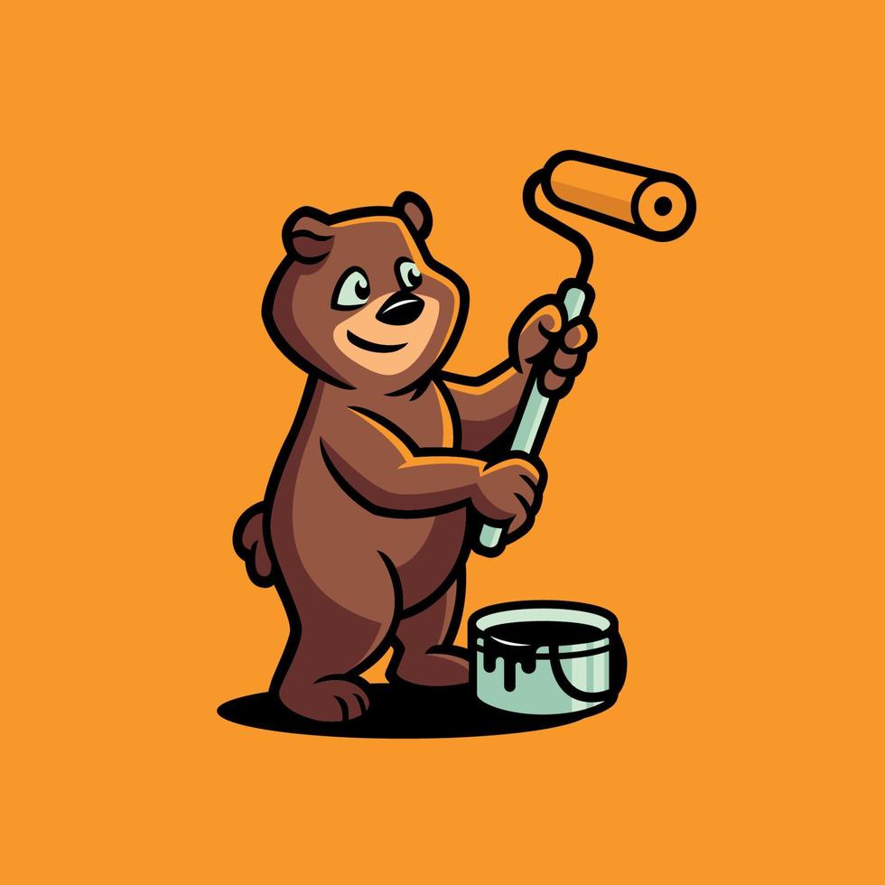 Little Bear Painting Wall Cartoon vector