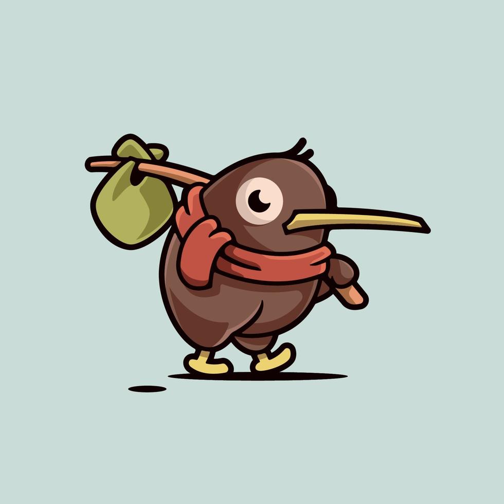 Cute Adorable Little Kiwi Bird Cartoon vector