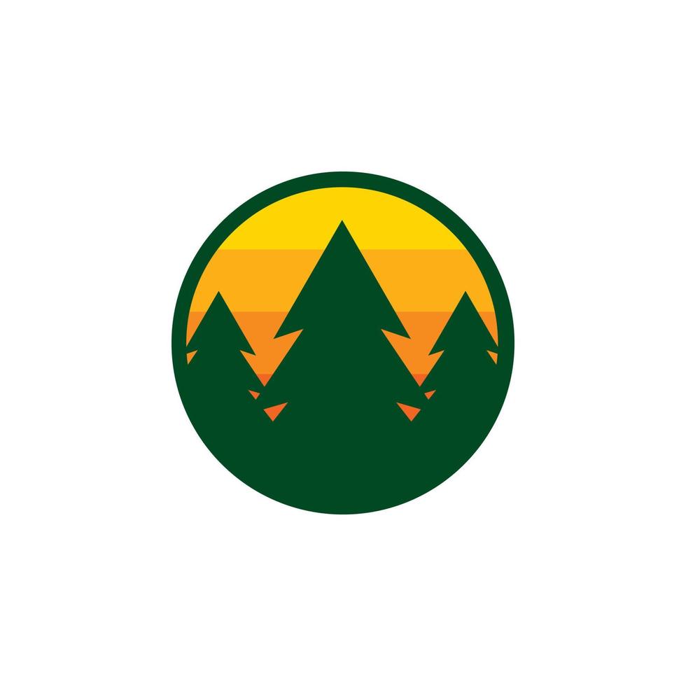 diseño de logotipo de pino en círculo vector