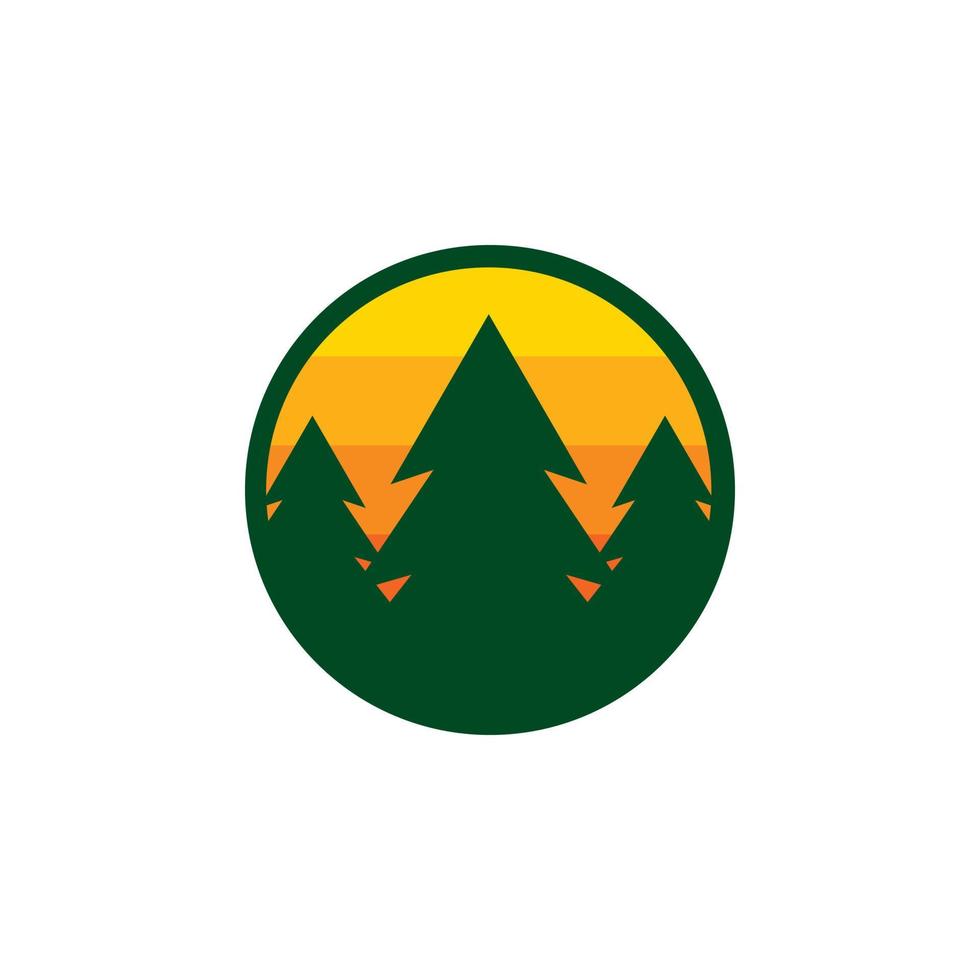 Pine logo design in circle vector