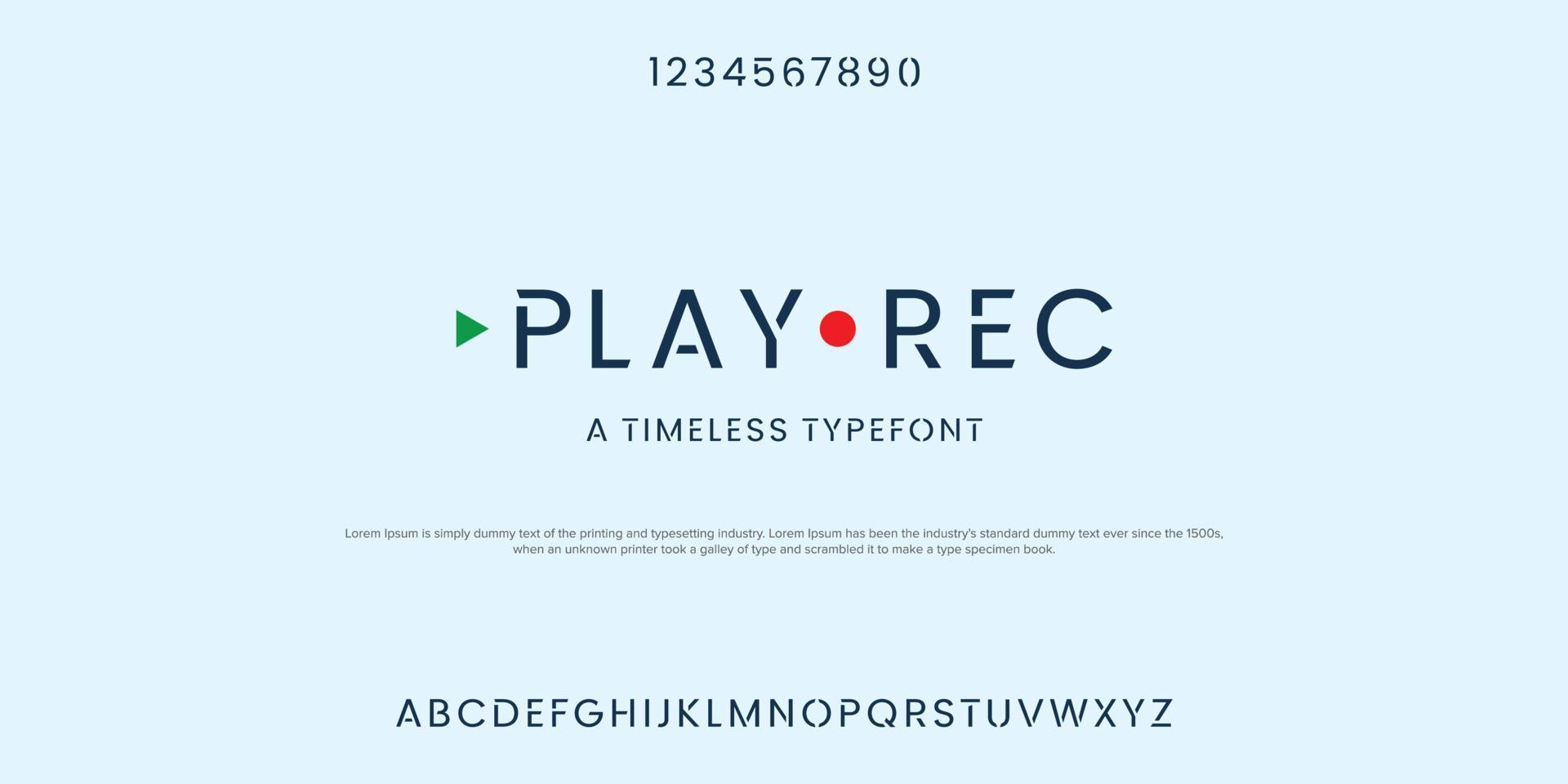 PLAY REC Modern alphabet font set a to z typography designs. vector