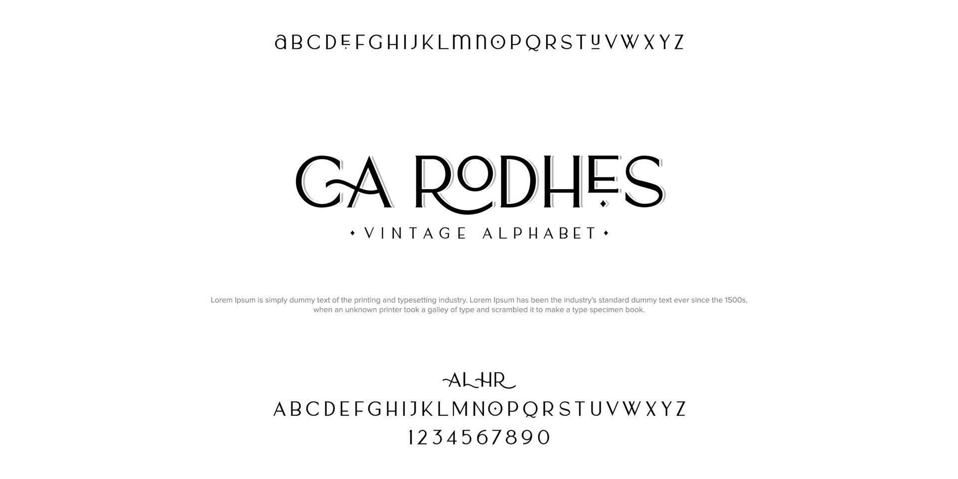 Ca Rodhes VIntage Alphabet package, ready for classy  and modern too. vector