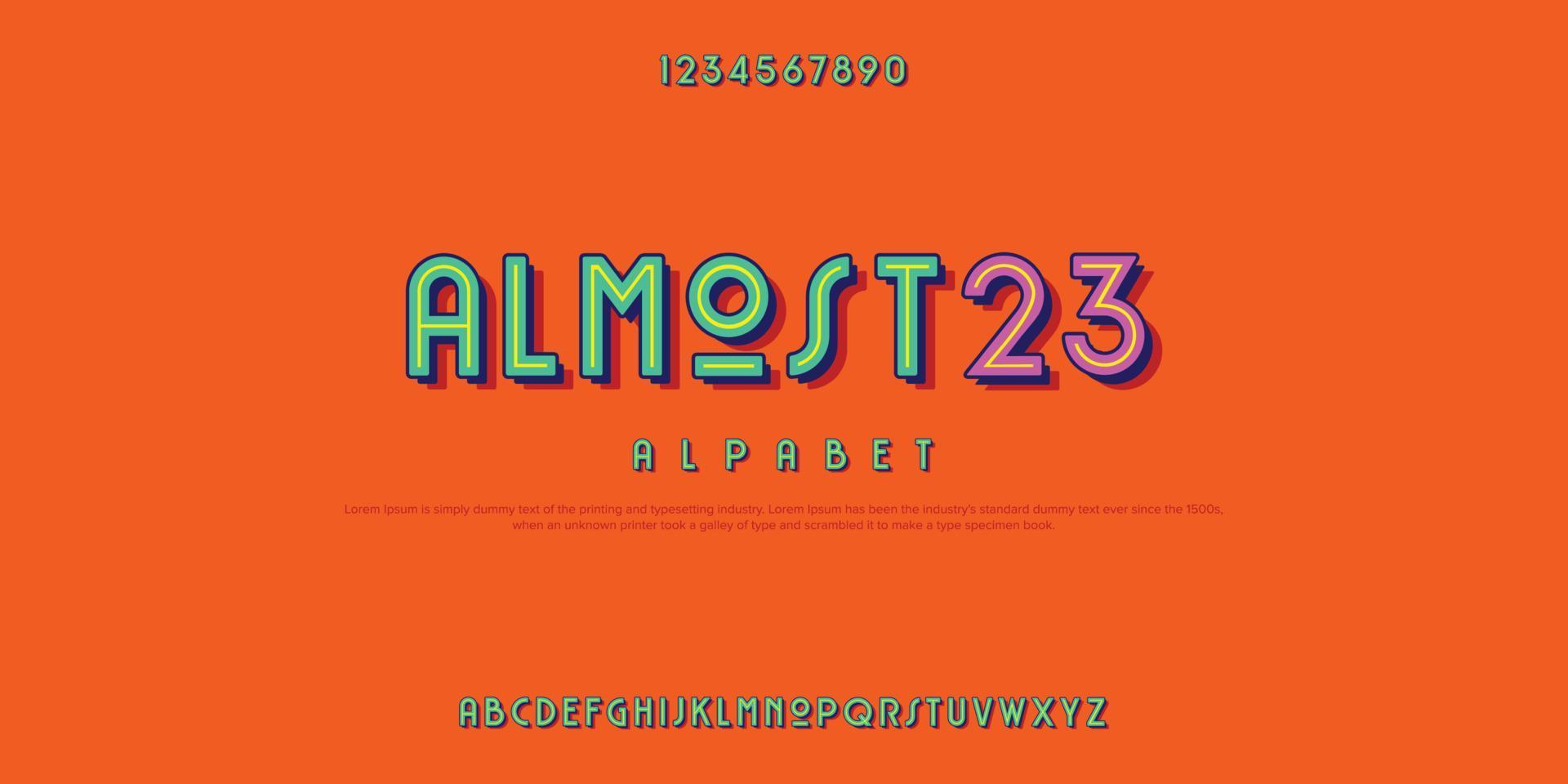 ALMOST 23 font custom buddle retro style vector