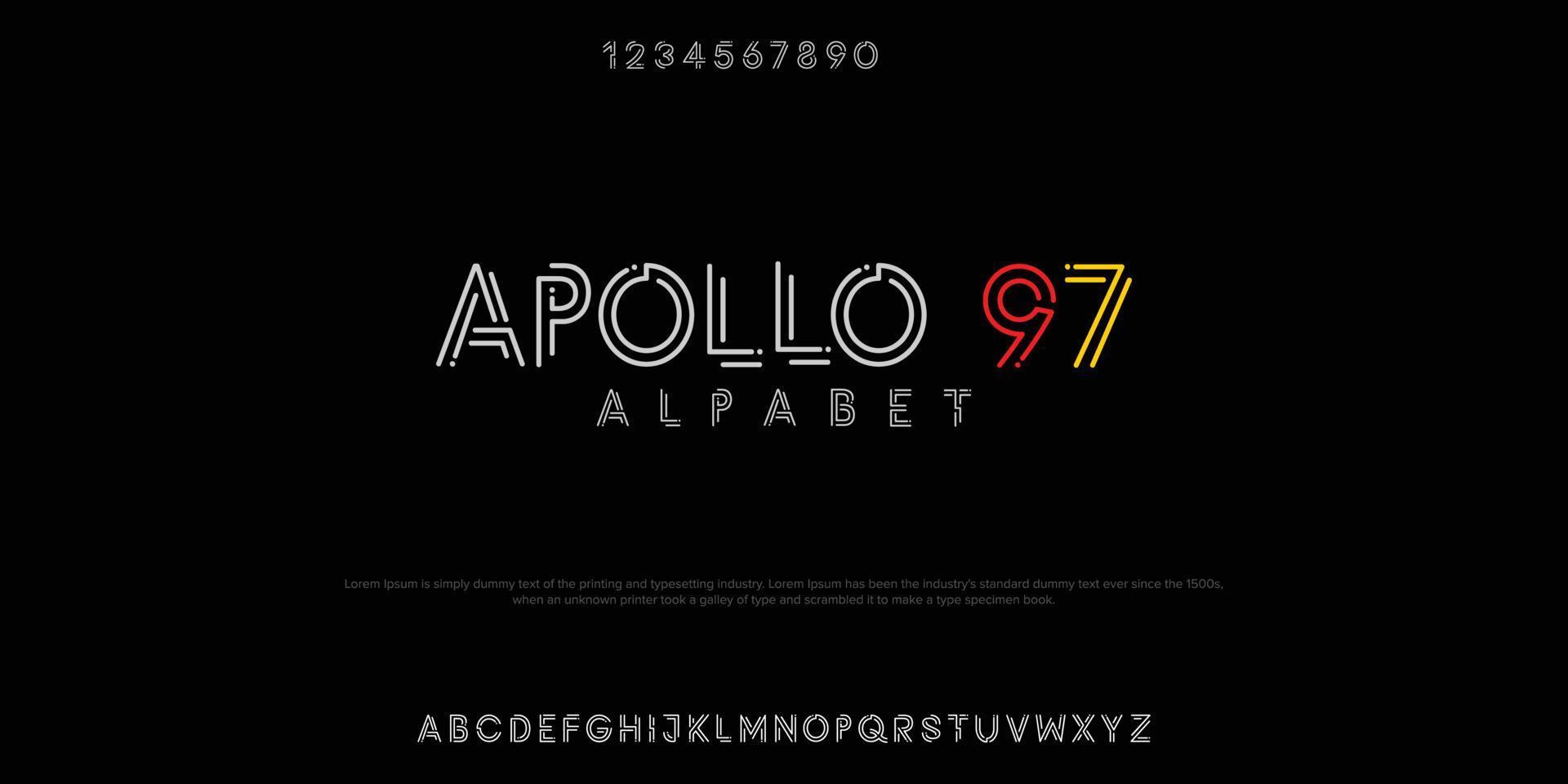 APPOLO 97 Simple classic LINE font vector illustration of alphabet letters.