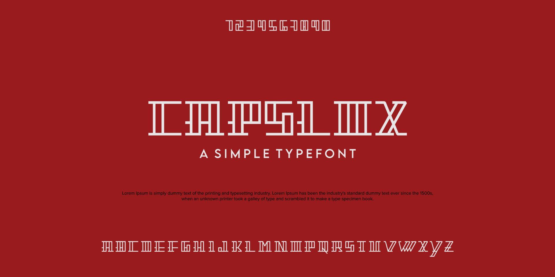 CAPSLOX Simple classic LINE font vector illustration of alphabet letters.