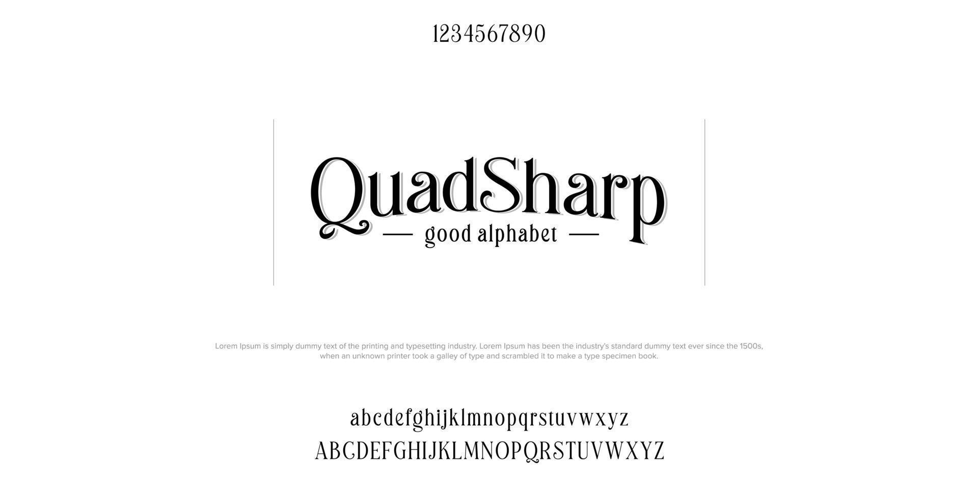 QuadSharp Custom font bundle script serif. Alphaber vector illustration