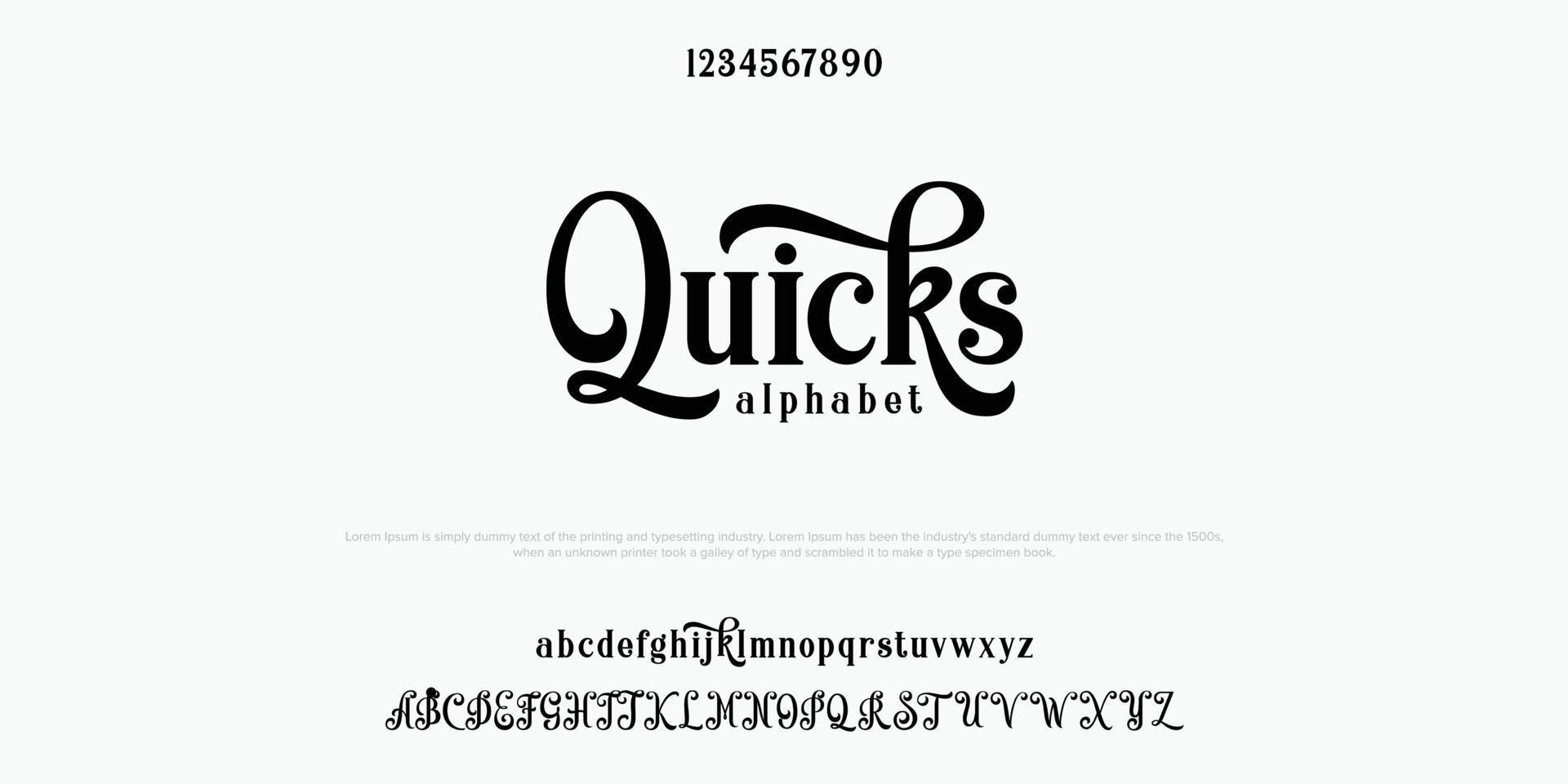 Quicks Custom font bundle script serif. Alphabet vector illustration