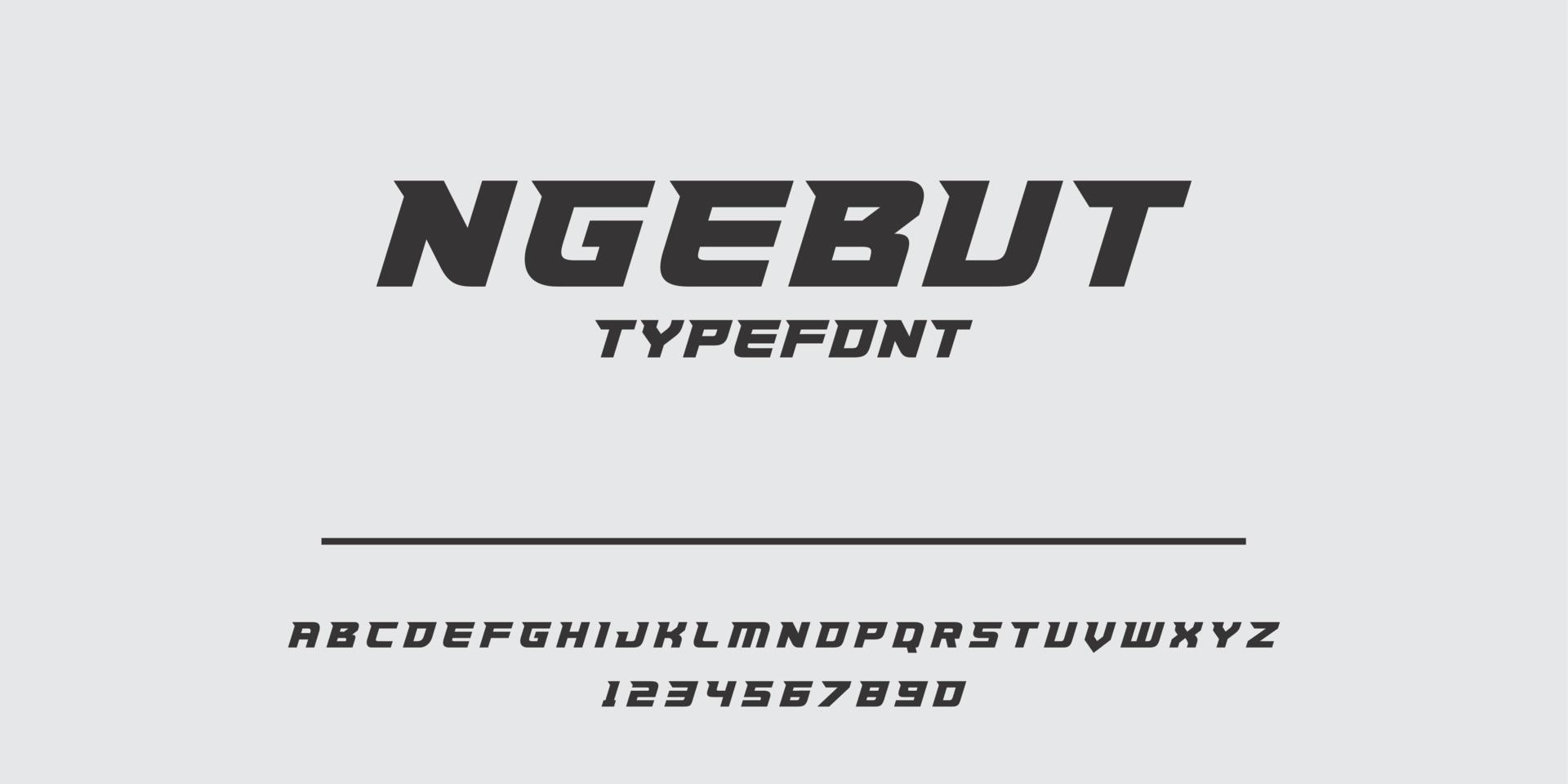 Custom font for automotive logo, the name is NGEBUT typefont vector