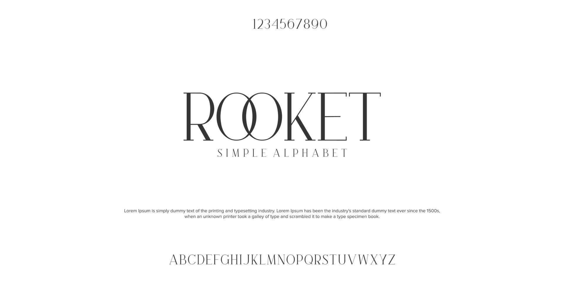 Rooket Simple classic design font vector illustration of alphabet letters.
