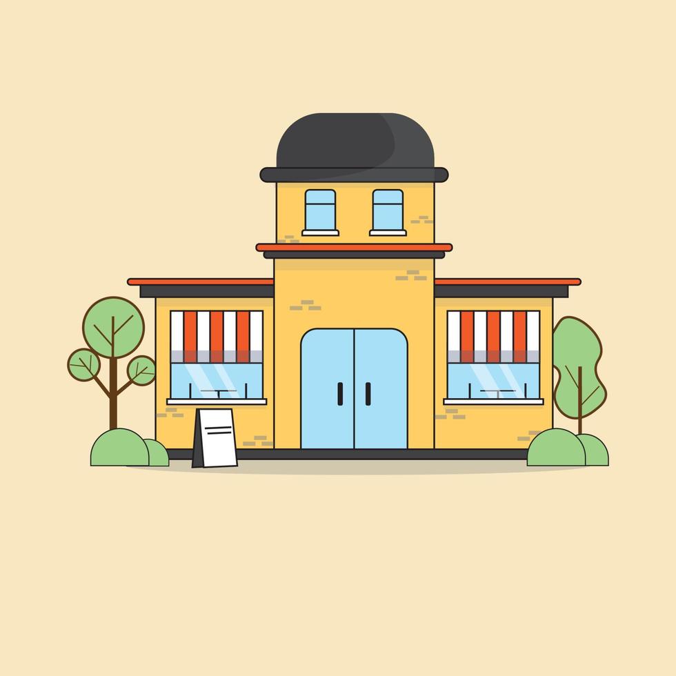 flat illustration of the restaurant, drink, and food used for print, app, web, vector