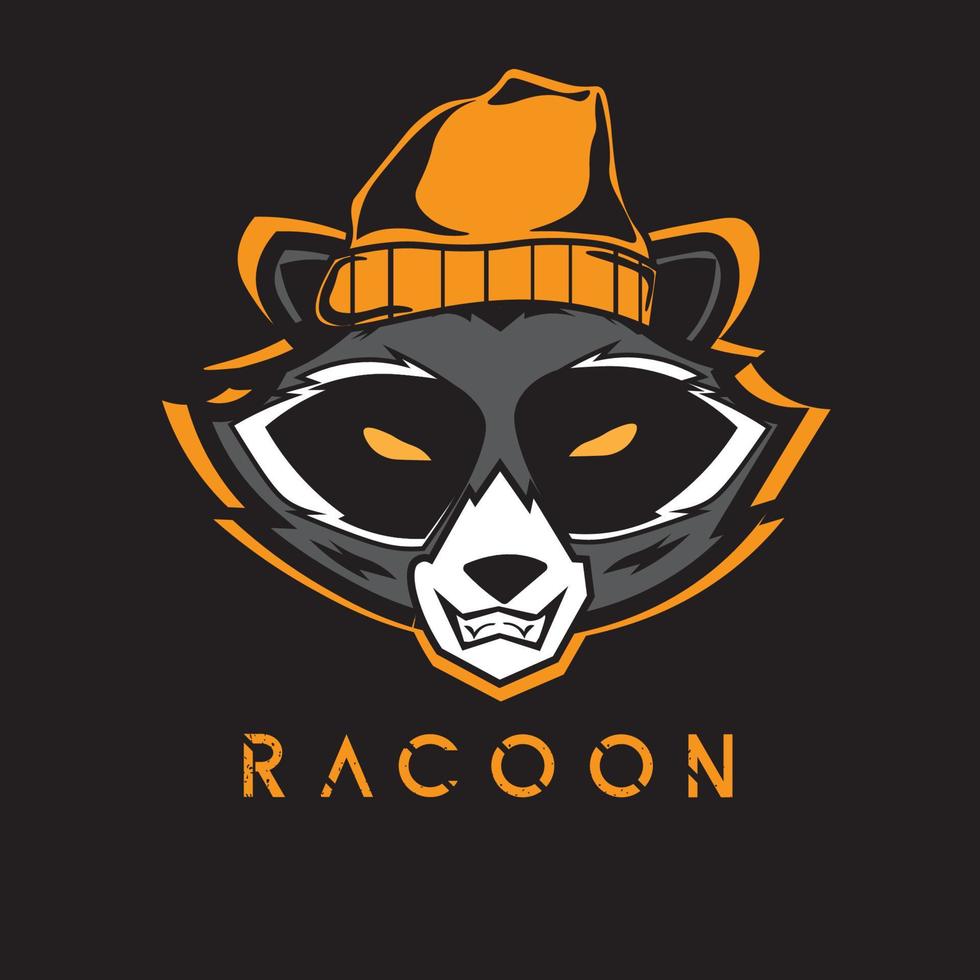 flat illustration of t-shirt, raccoon, and logo used for printing vector
