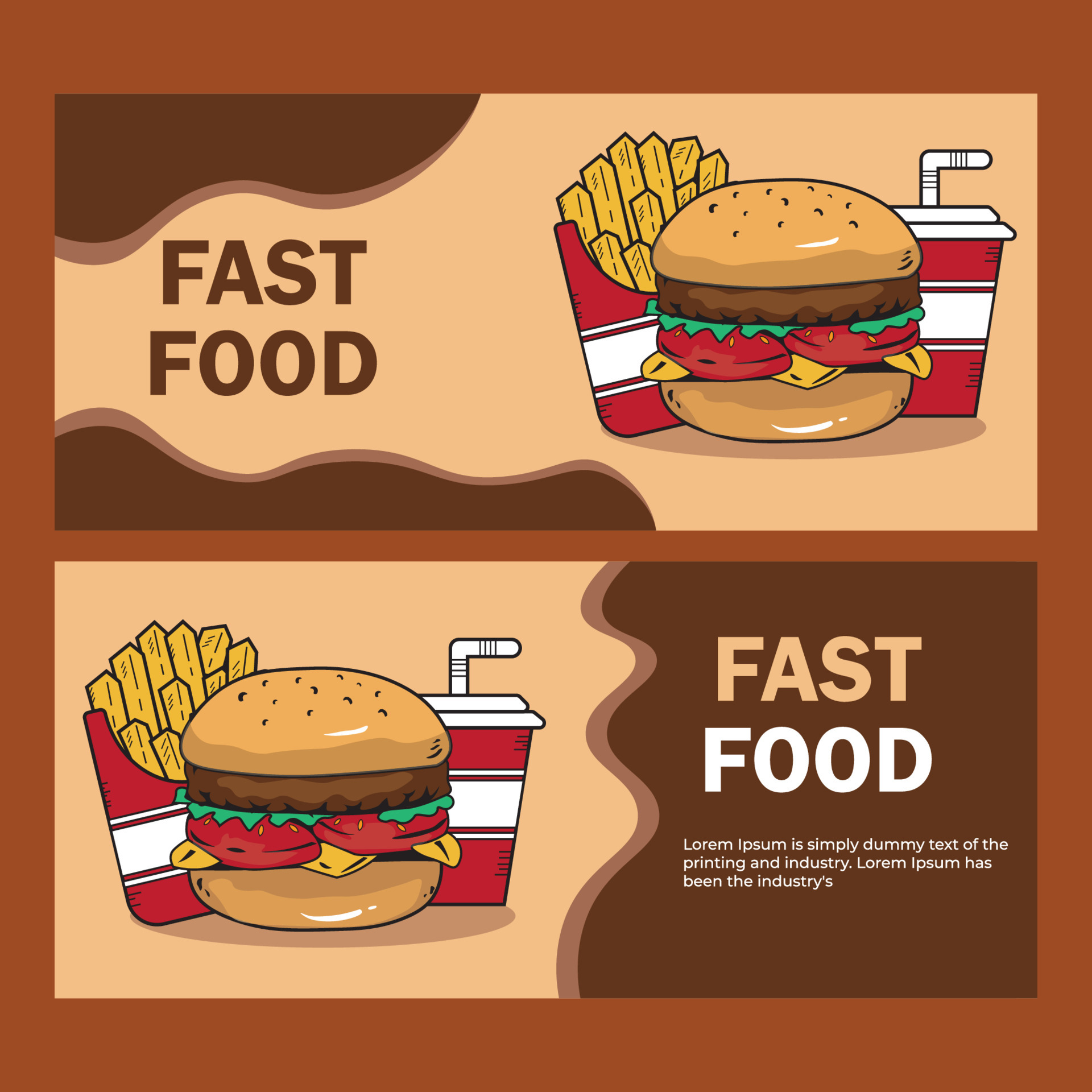 flat illustration of Fast food, Banner, marketing and used for print