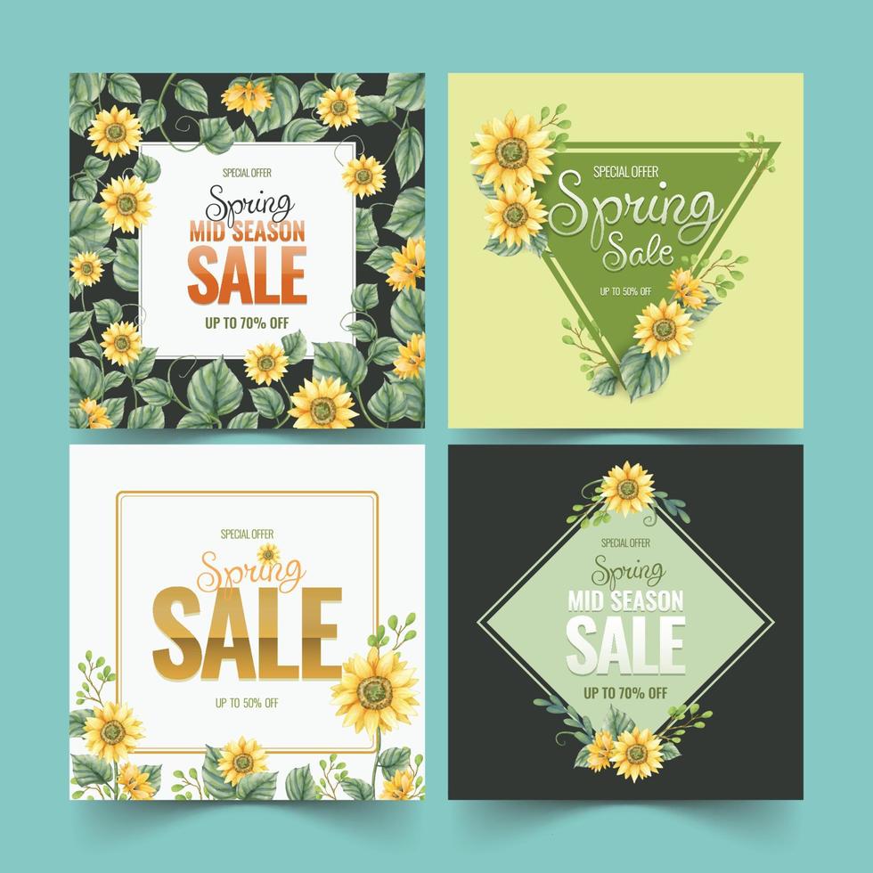 spring sale social media posts vector