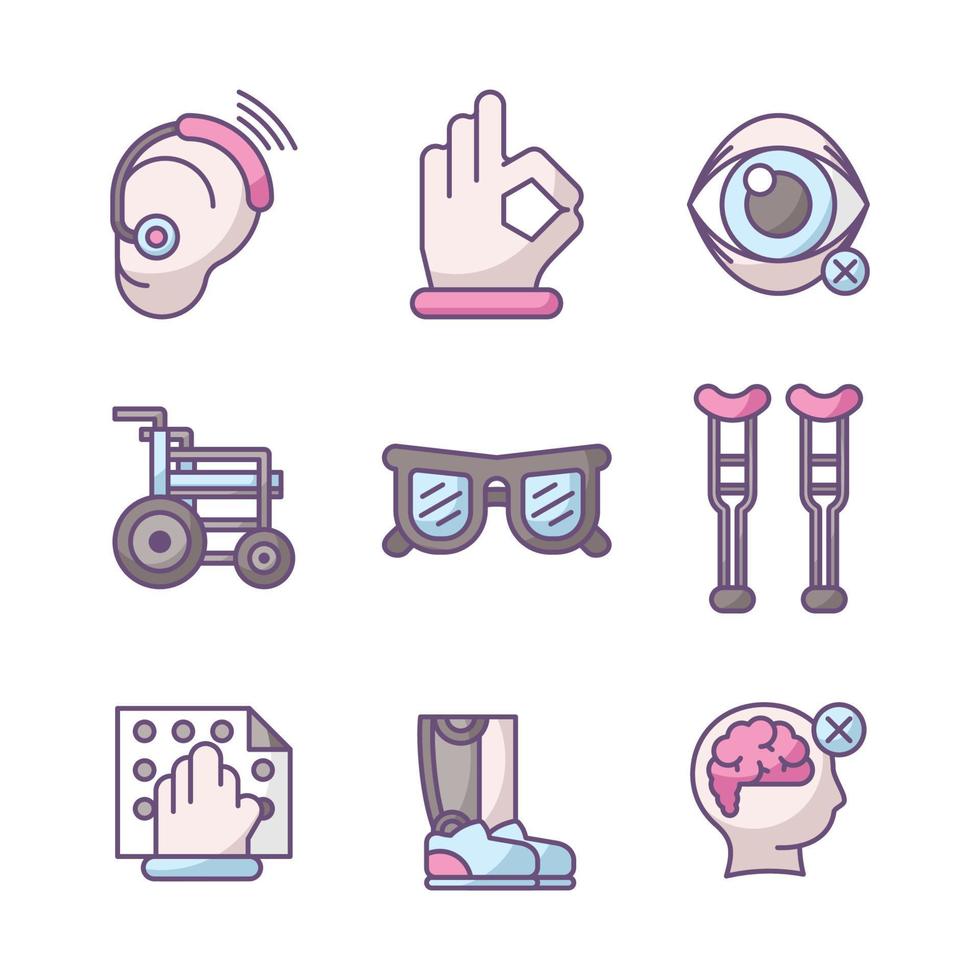 People with Disabilities Icons Collection vector