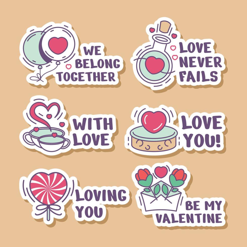 colección de pegatinas del día de san valentín vector