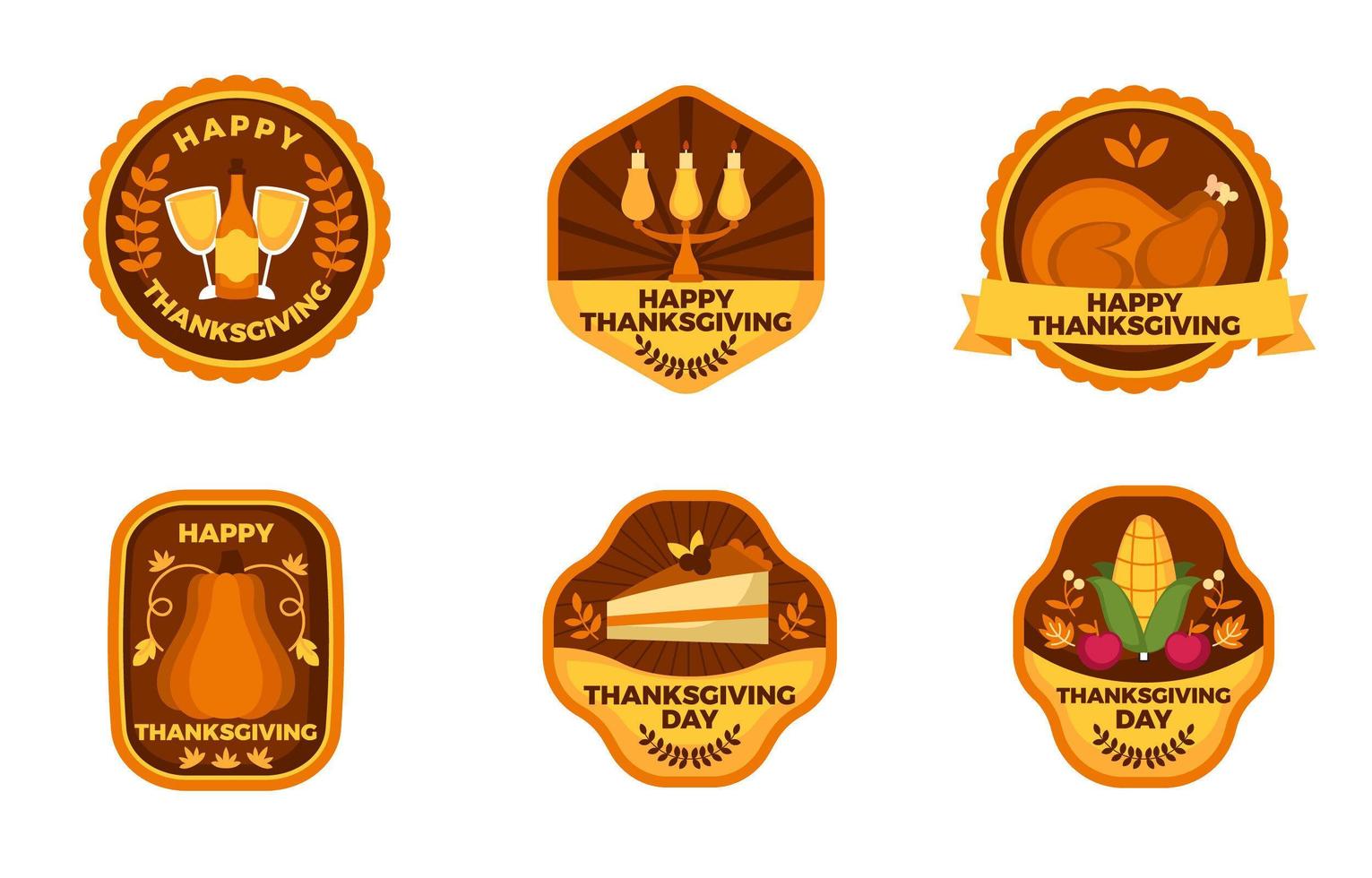 Set of Thanksgiving Dinner Badges vector