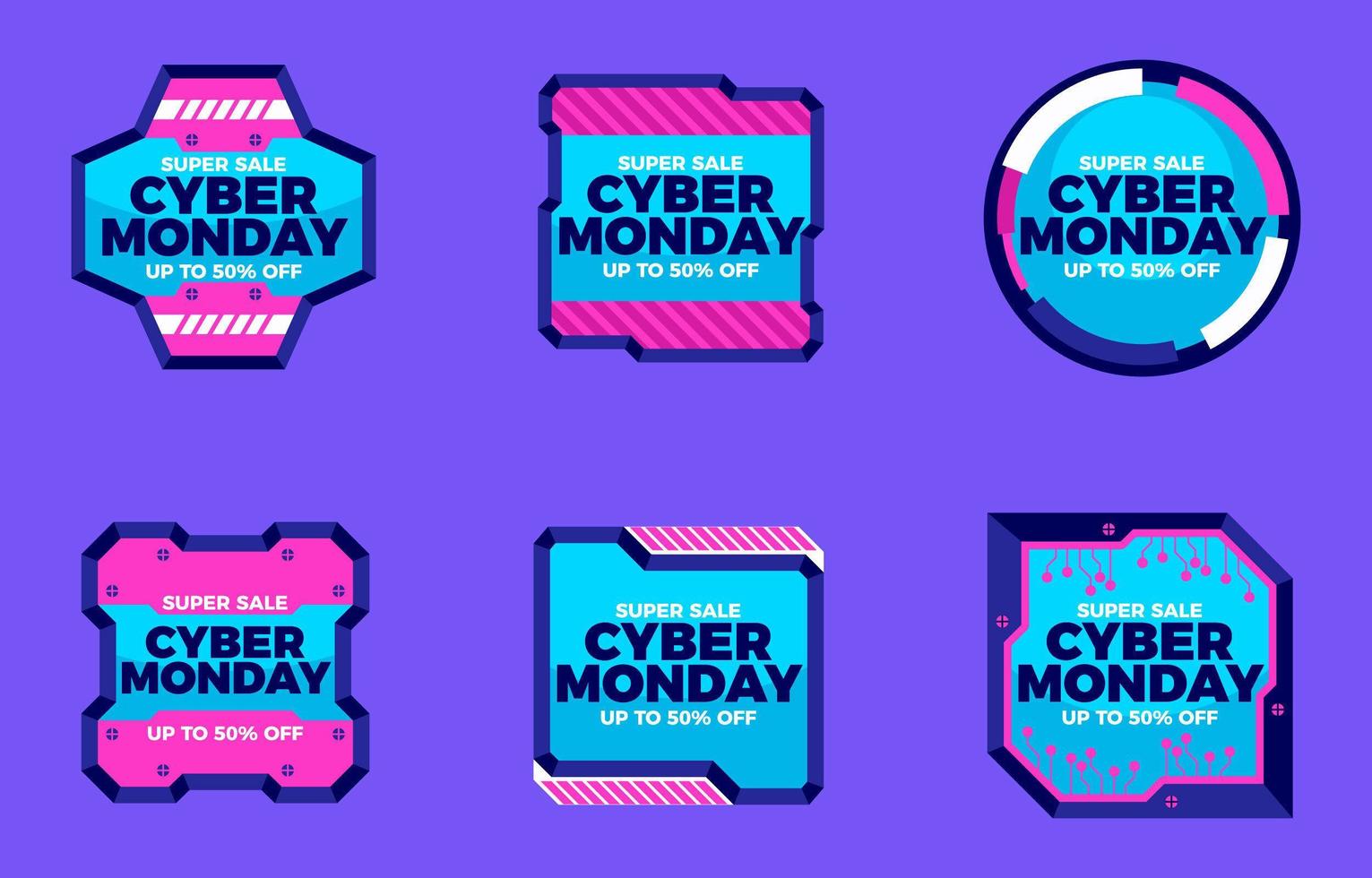 Set of Cyber Monday Badges vector