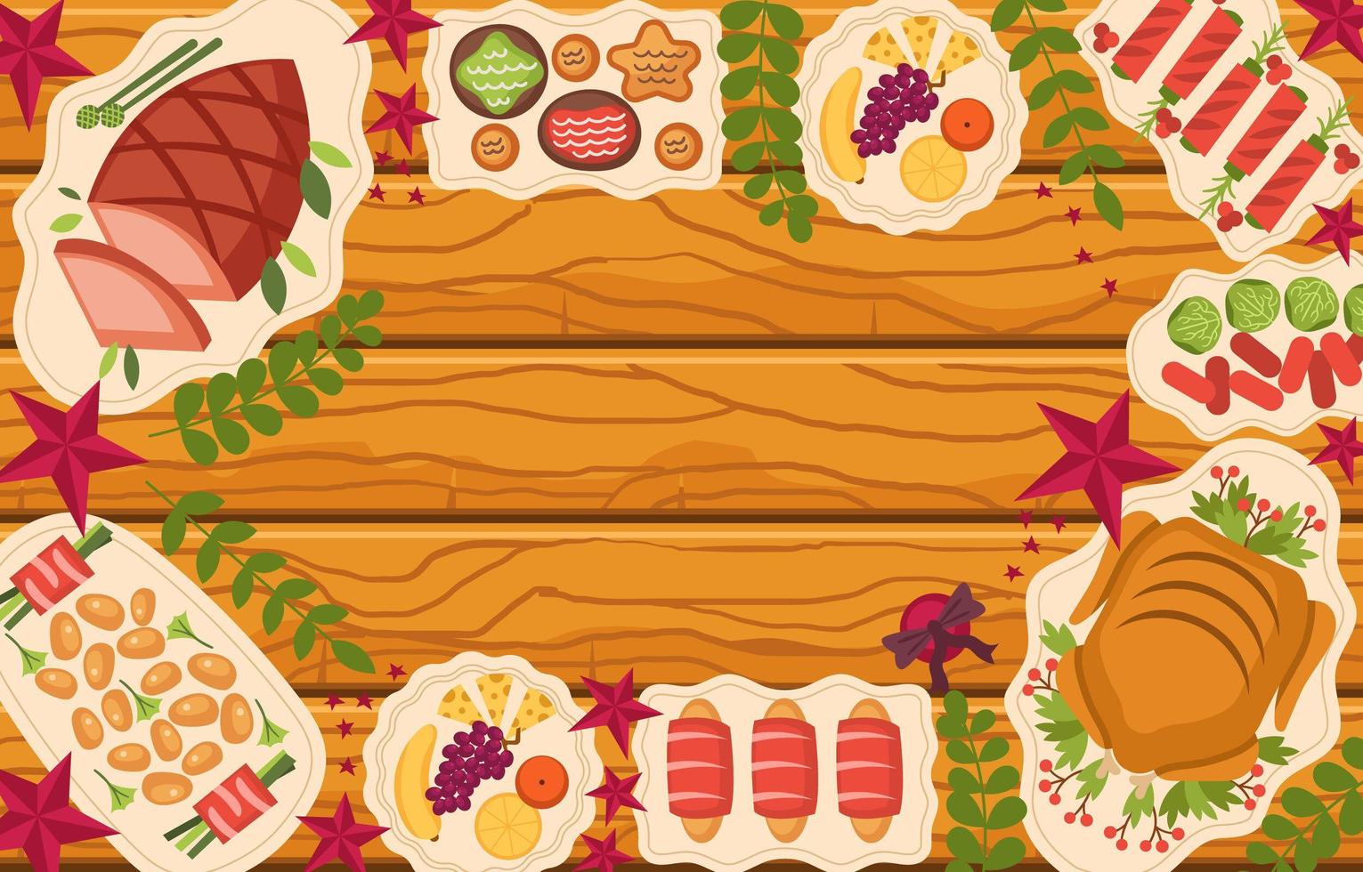 Many Kind Foods in Christmas Concept vector