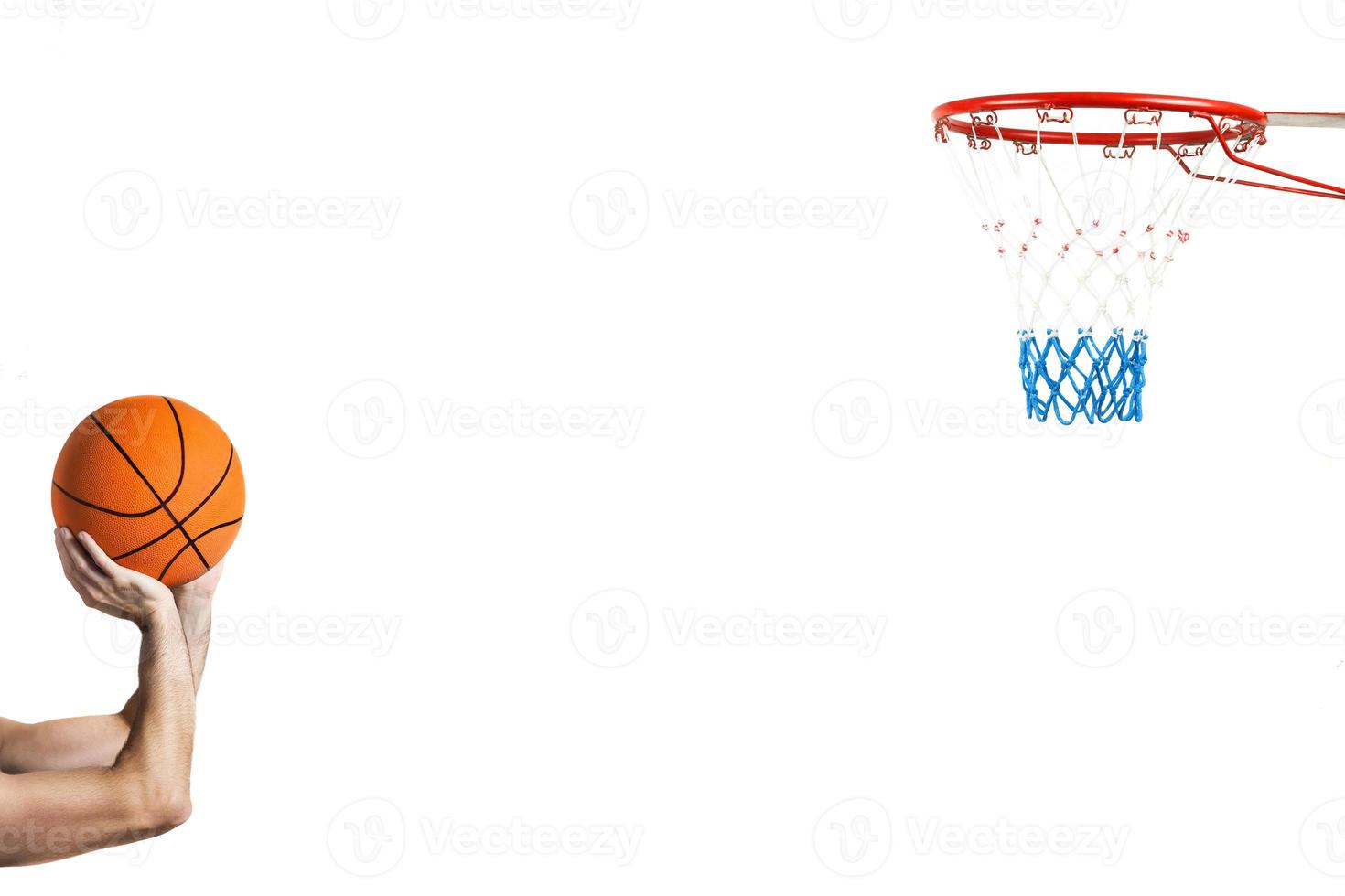 isolated on white shooting at the basket photo