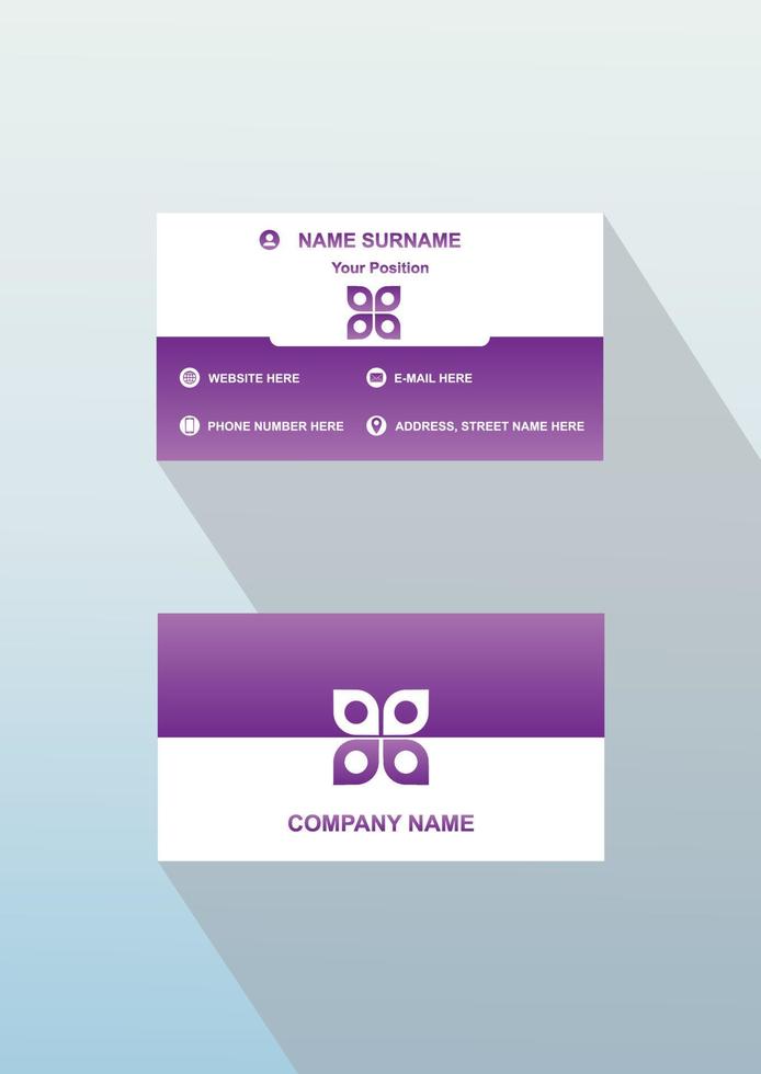 Modern purple and white business card template with logo - Vector gradient business card template with logo