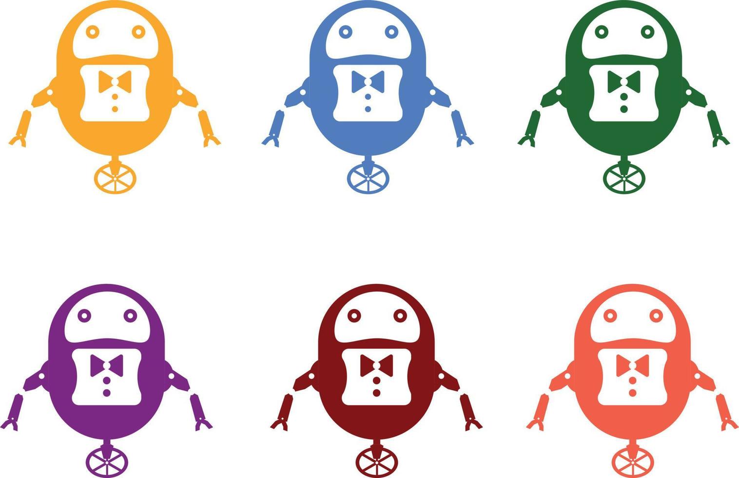 Illustration of six robots in different colors on a white background vector