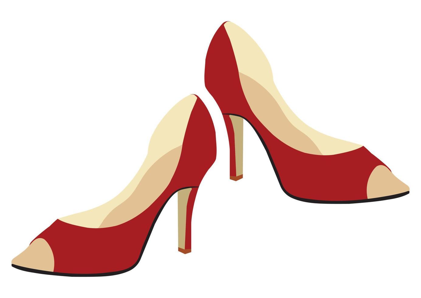 Red shoes for women on a white background. Vector illustration of modern red heels