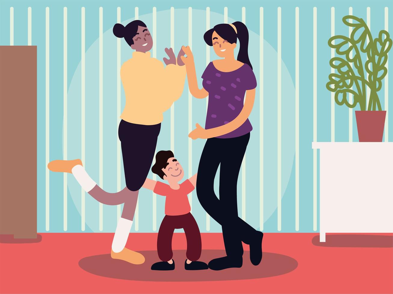 family in the home vector