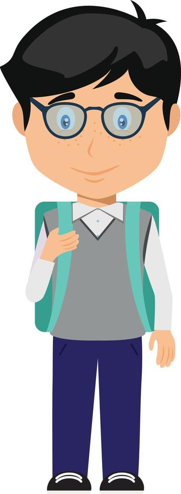 Vector illustration of Cute Pupil Boy With Glasses