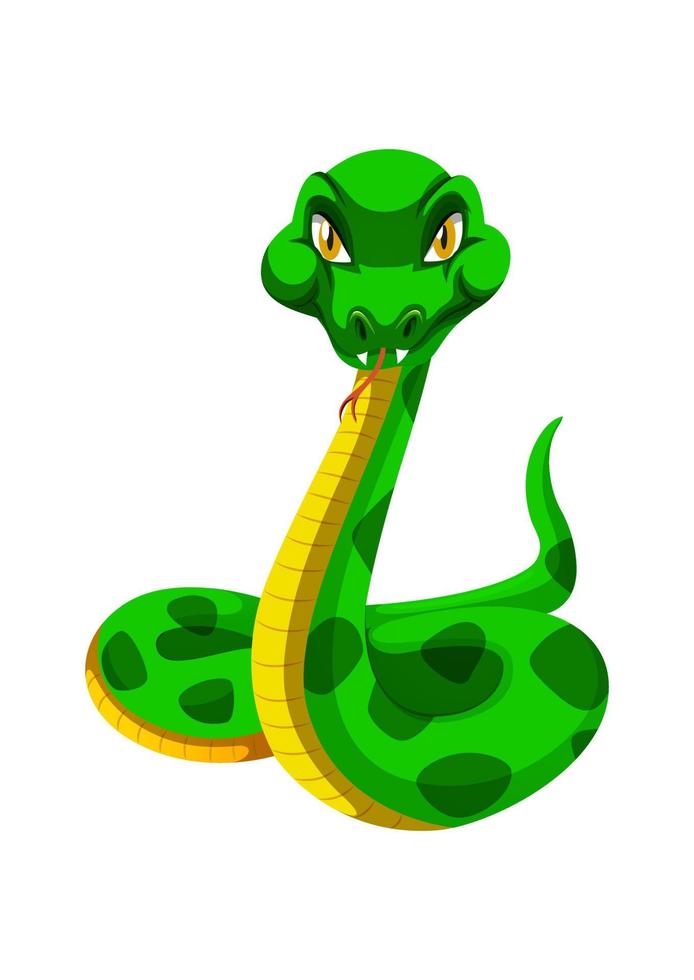 serpiente verde de dibujos animados sobre fondo blanco. serpiente de vector