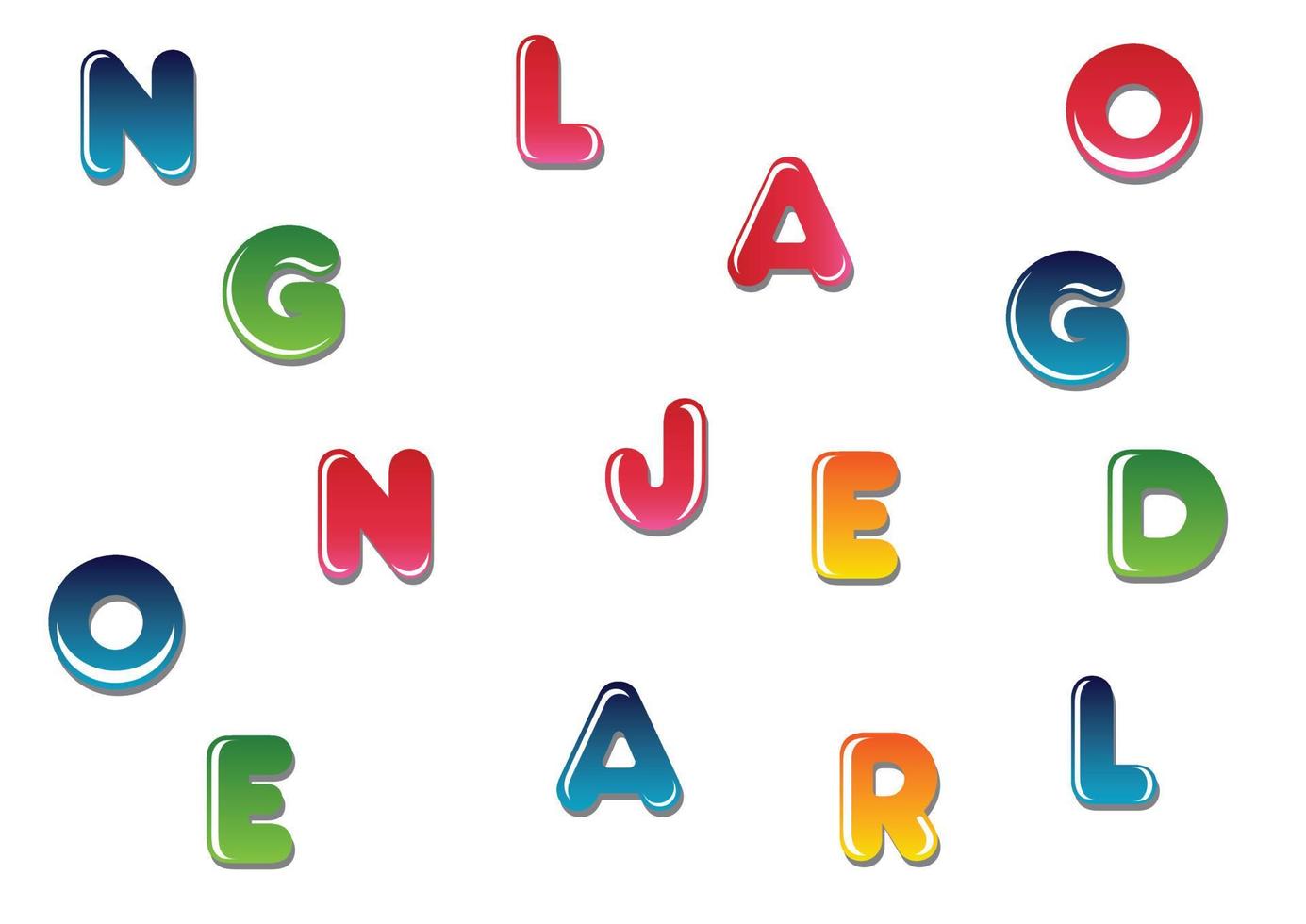 cartas para niños. letras más redondas. letras de colores aisladas sobre fondo blanco vector
