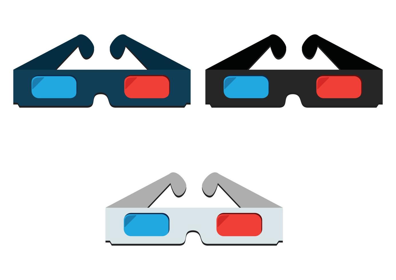 Illustration of three different color 3D glasses on a white background vector